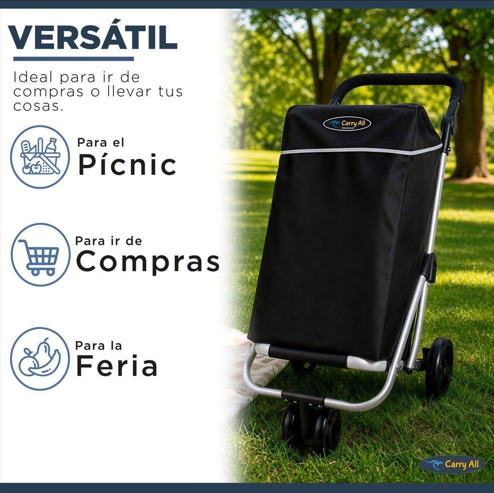 Carrito de Compras Plegable Premium Feria Bolso Cooler Black-6