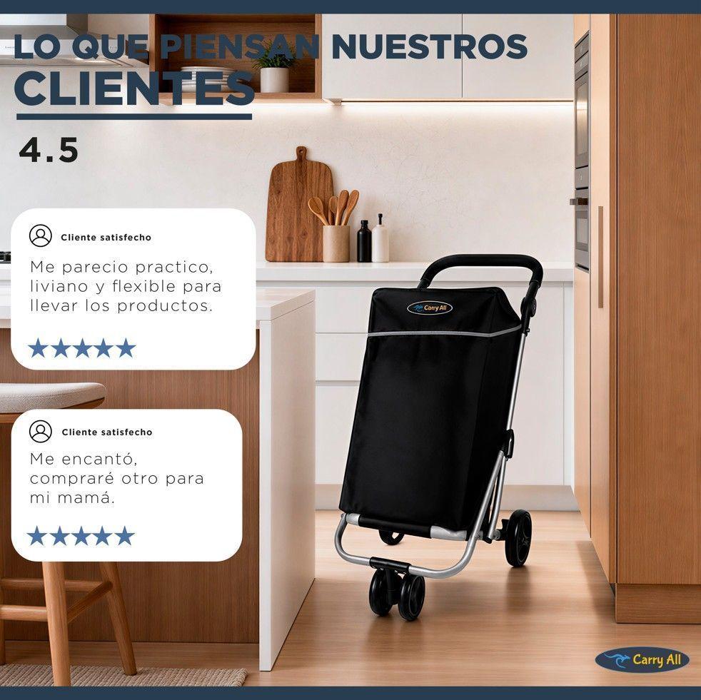Carrito de Compras Plegable Premium Feria Bolso Cooler Black-7