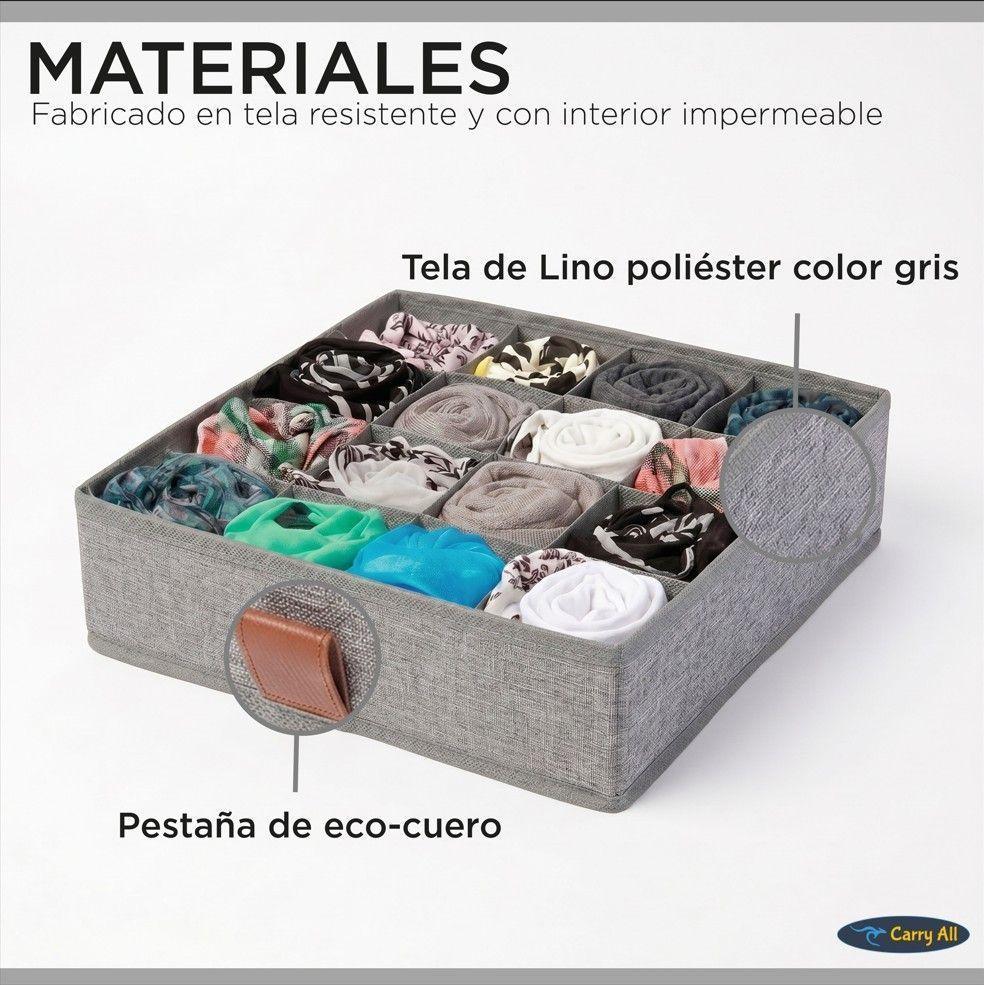 Caja Organizador 16 Divisiones Carry All Gris Poliéster Ropa Interior-2
