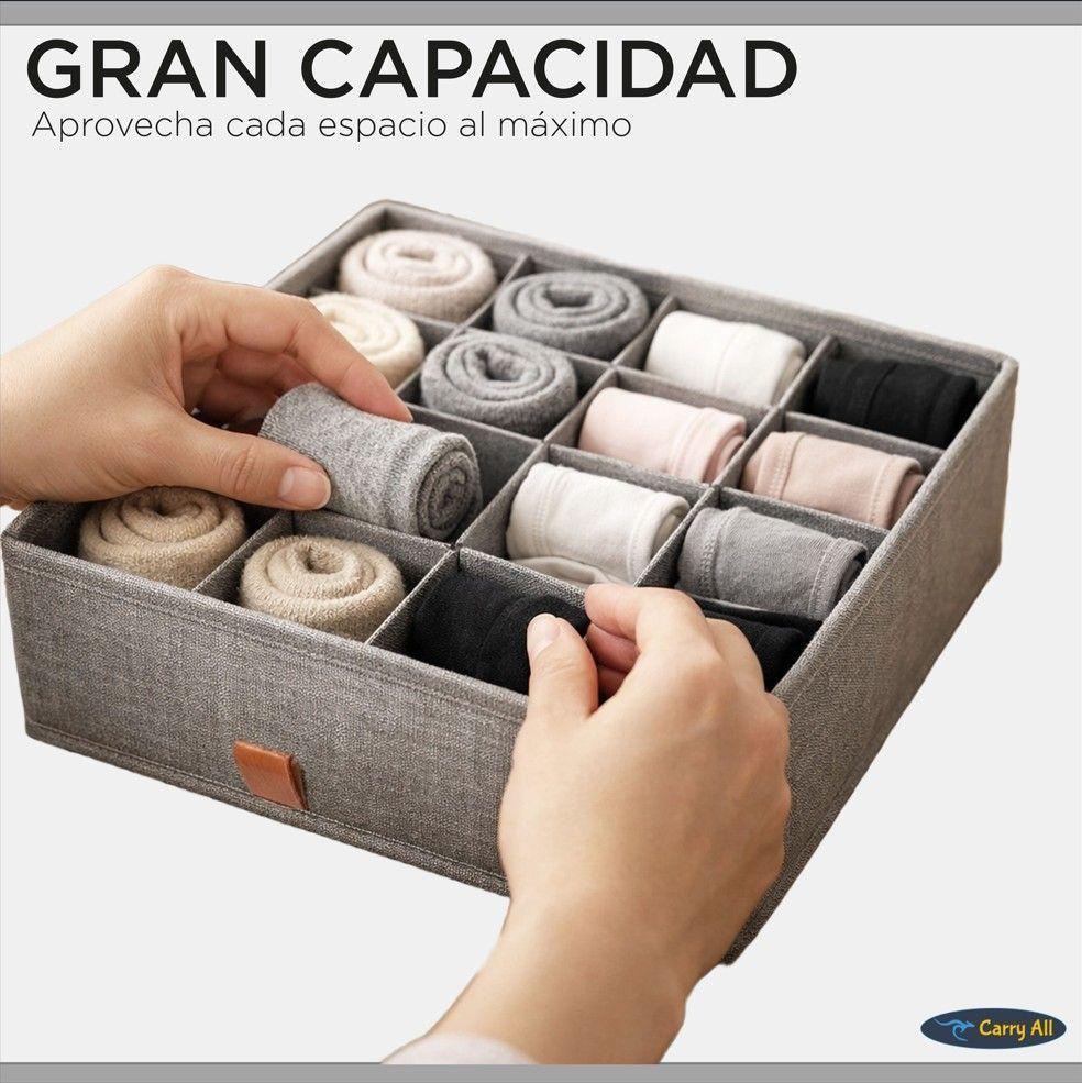 Caja Organizador 16 Divisiones Carry All Gris Poliéster Ropa Interior-3