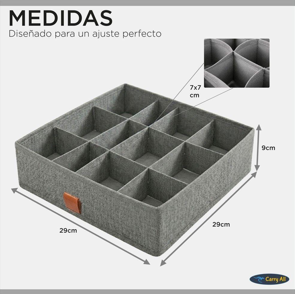 Caja Organizador 16 Divisiones Carry All Gris Poliéster Ropa Interior-4