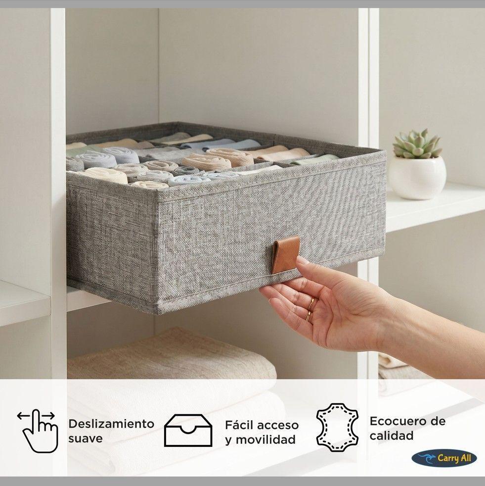 Caja Organizador 16 Divisiones Carry All Gris Poliéster Ropa Interior-6