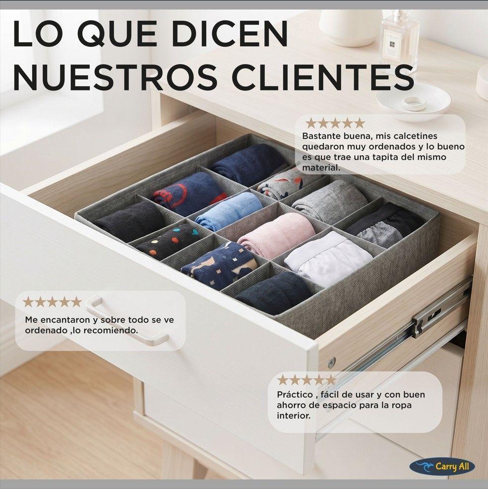 Caja Organizador 16 Divisiones Carry All Gris Poliéster Ropa Interior-8