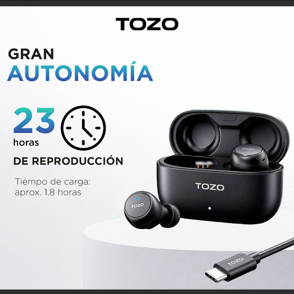 Audífonos Inalámbricos In Ear  TOZO Agile Solo TWS 23H Bluetooth-3