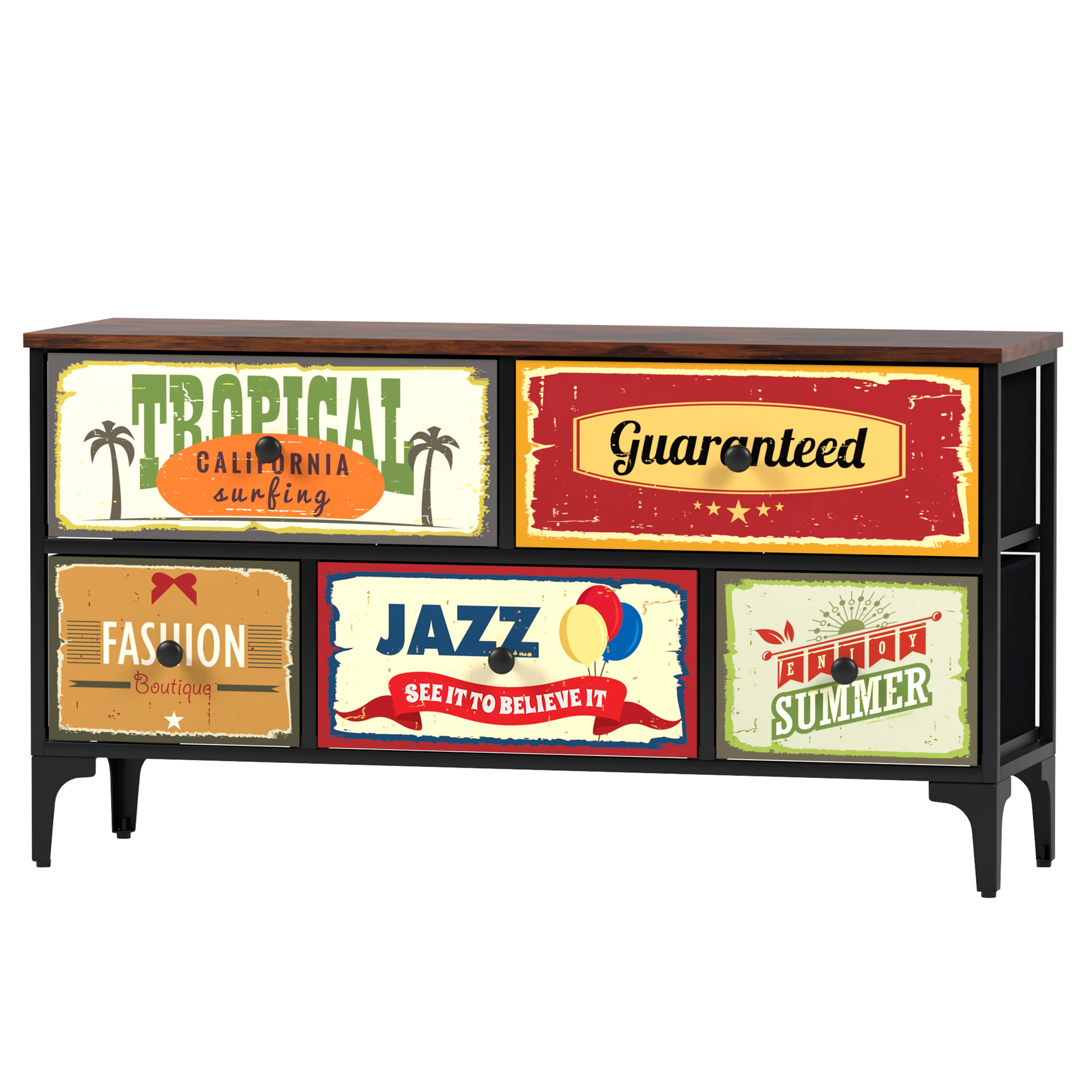 Mueble Cajonera 5 Cajones Decorados Carry All® Línea Vintage-0