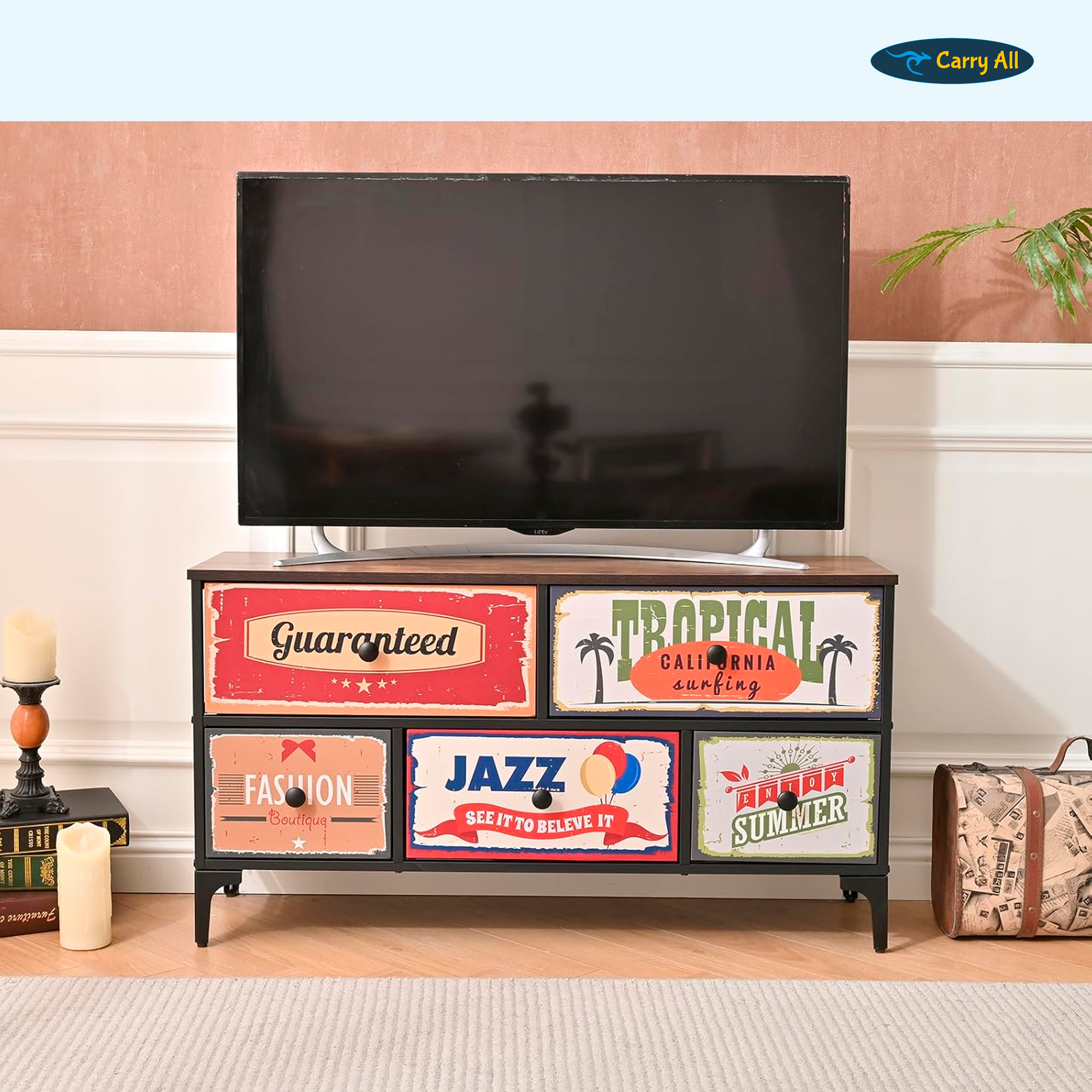 Mueble Cajonera 5 Cajones Decorados Carry All® Línea Vintage-1