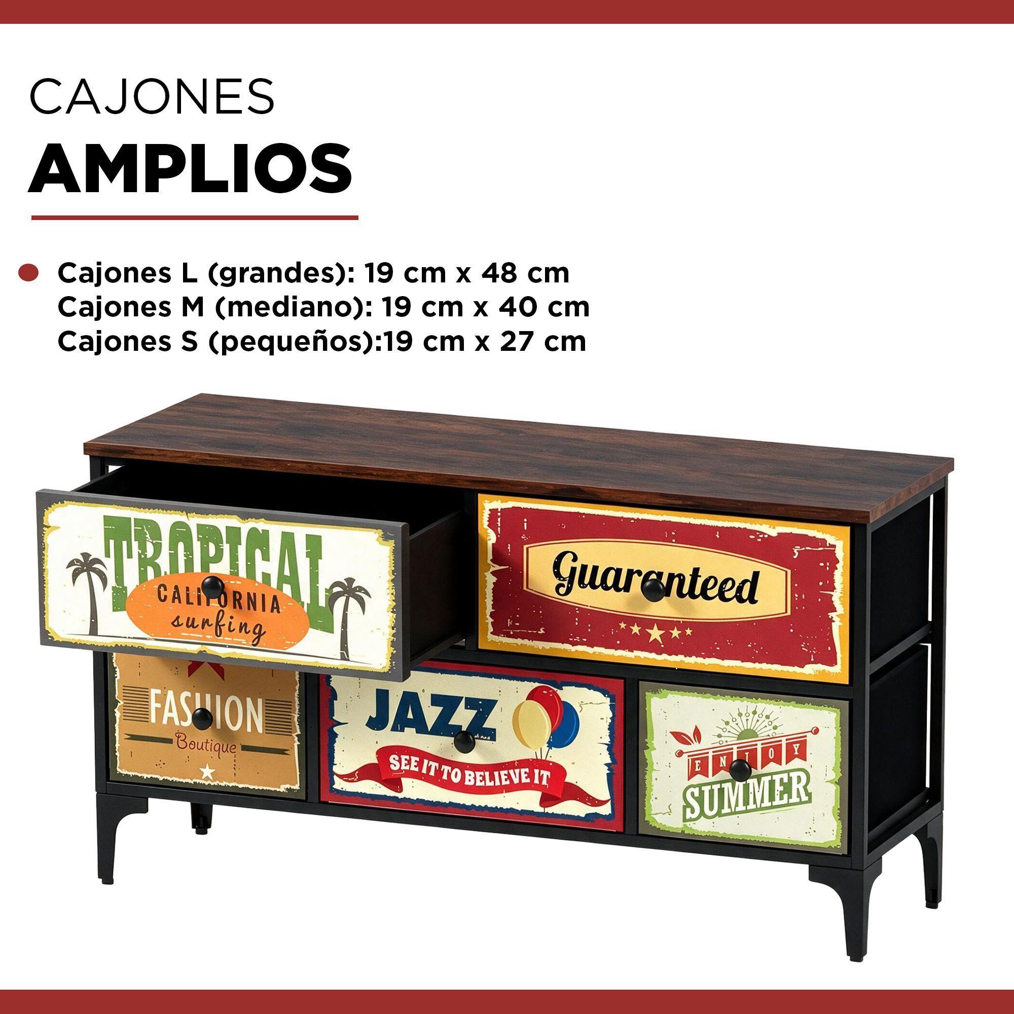 Mueble Cajonera 5 Cajones Decorados Carry All® Línea Vintage-4