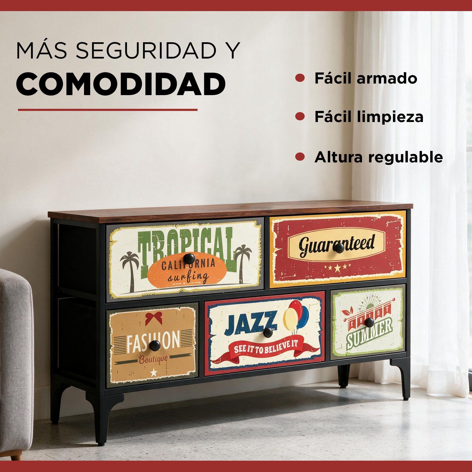 Mueble Cajonera 5 Cajones Decorados Carry All® Línea Vintage-7