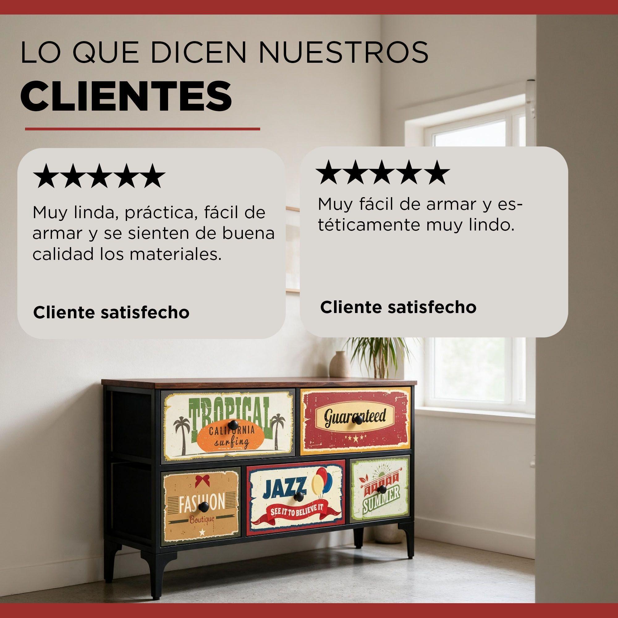 Mueble Cajonera 5 Cajones Decorados Carry All® Línea Vintage-8