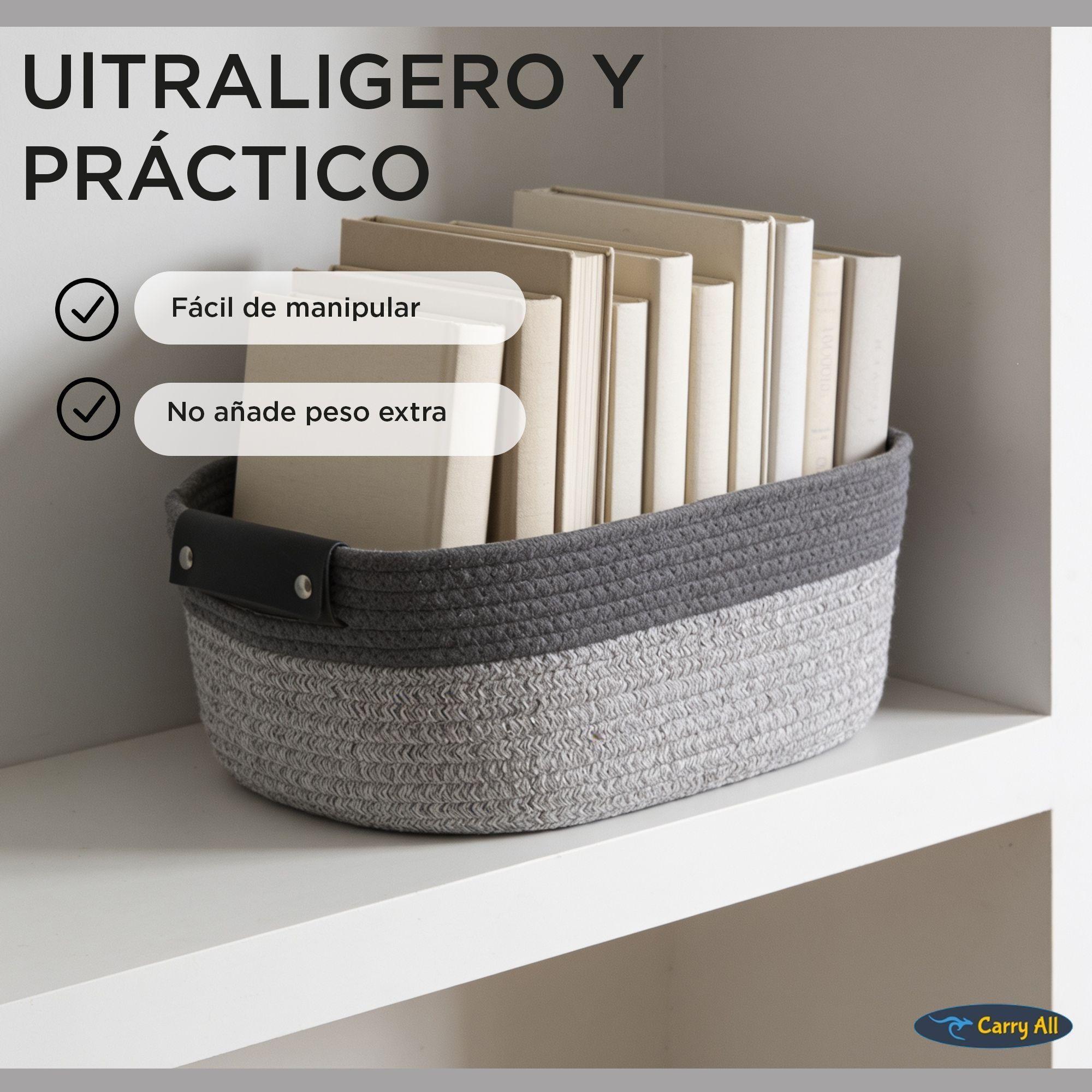 Pack 2 Canastas Cestas Organizadoras De Algodon Carry All Tonos Grises M-7