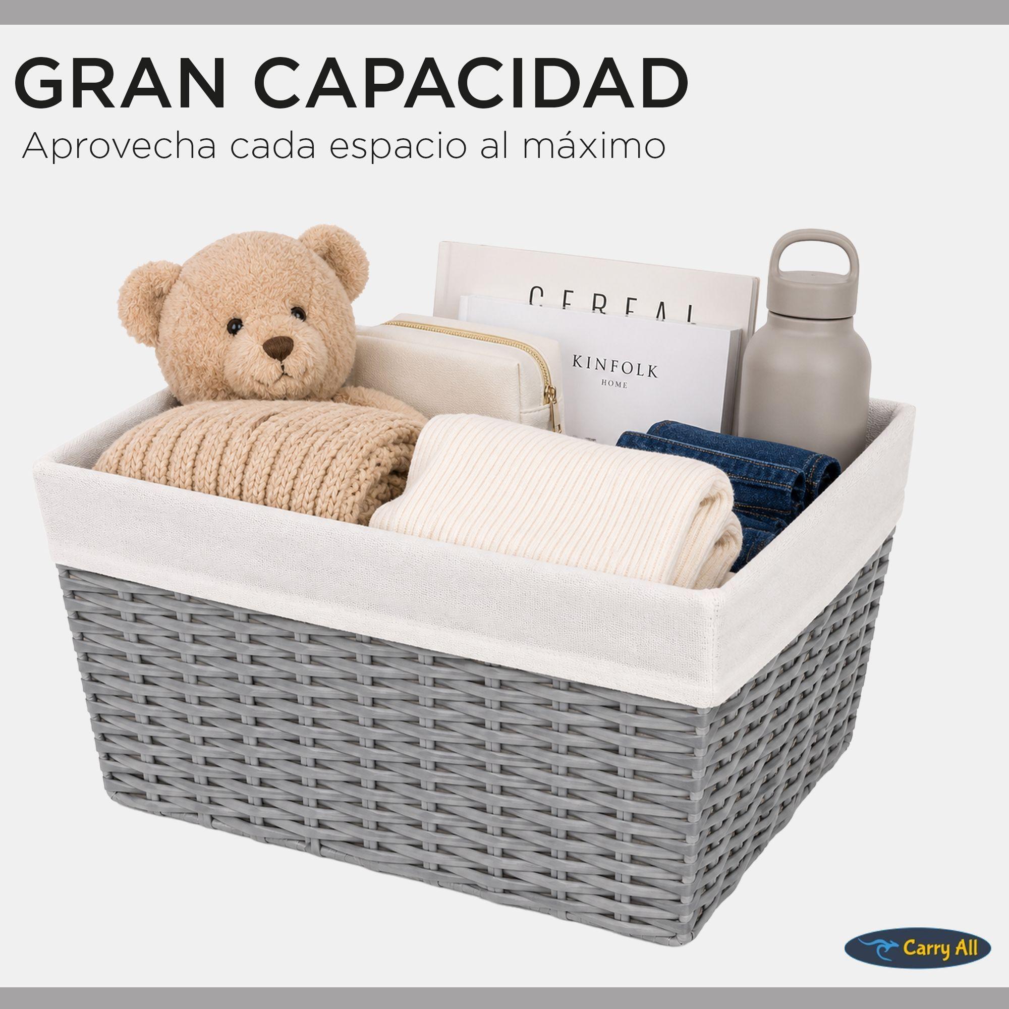 Pack 2 Canastos Cestas Organizadoras Carry All Estilo Rat n Gris M-2