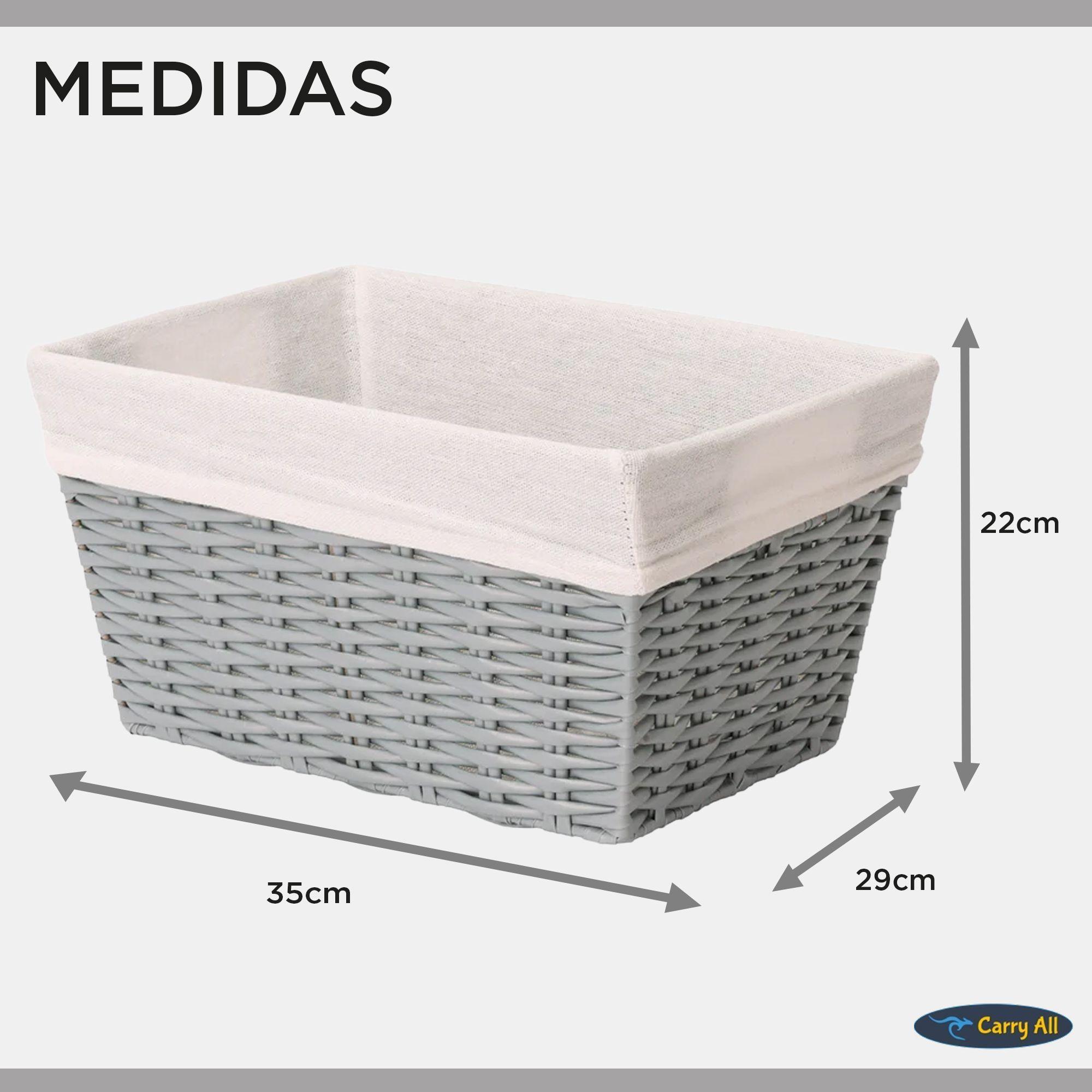 Pack 2 Canastos Cestas Organizadoras Carry All Estilo Rat n Gris M-3