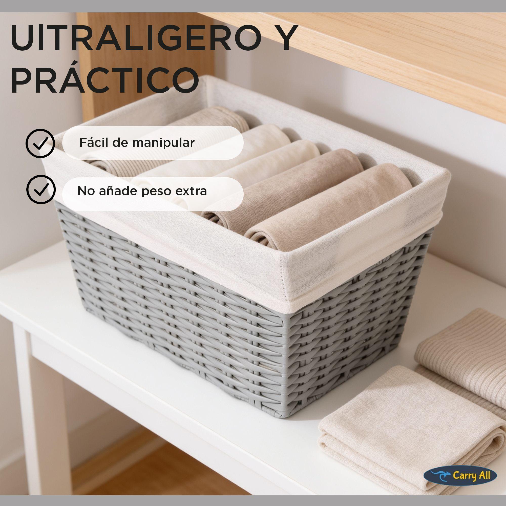 Pack 2 Canastos Cestas Organizadoras Carry All Estilo Rat n Gris M-4
