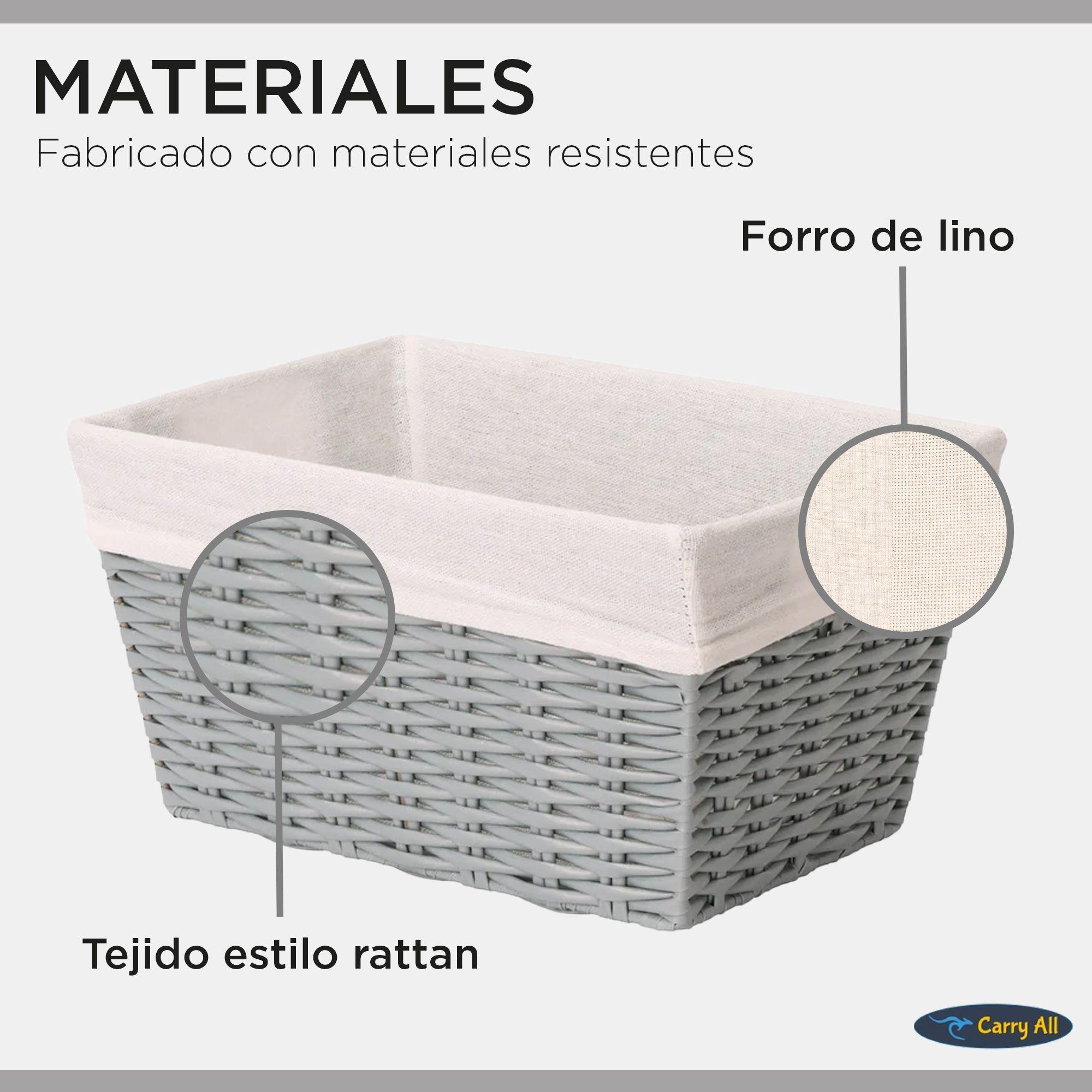 Pack 2 Canastos Cestas Organizadoras Carry All Estilo Rat n Gris M-5