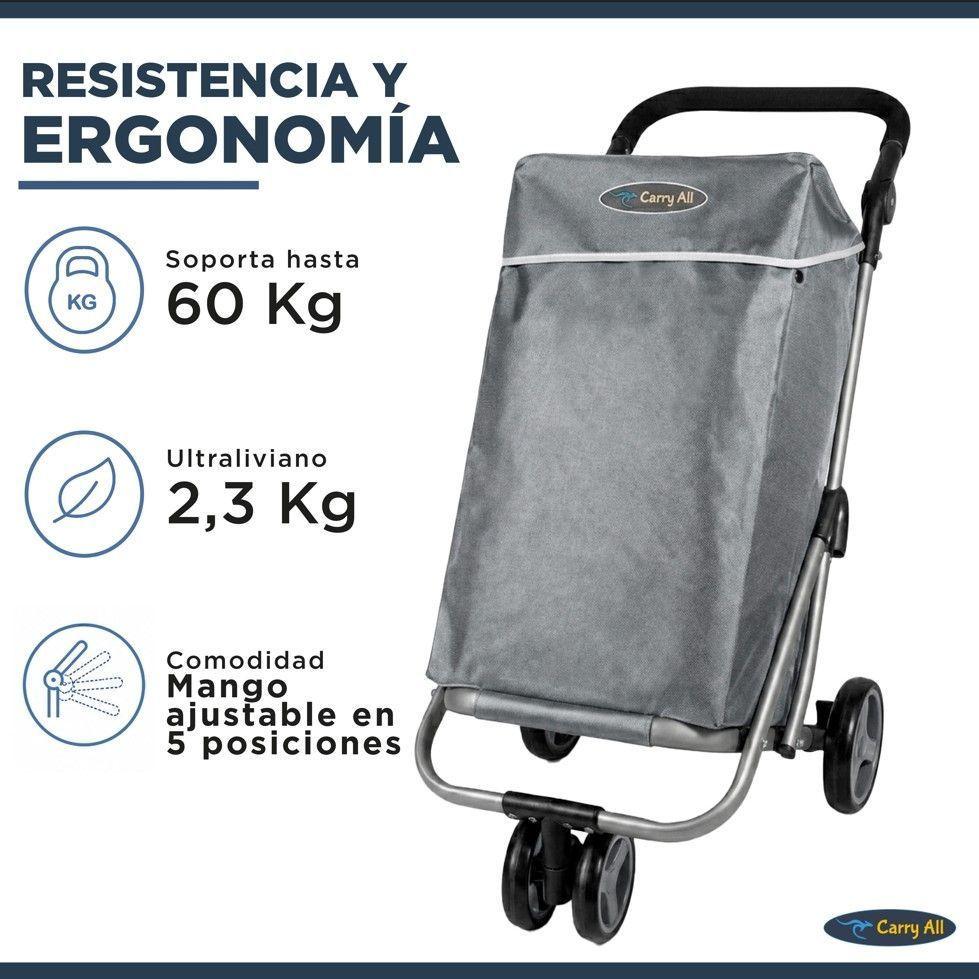 Carrito Compras Plegable Premium Supermercado Feria Cooler Color Gris-4