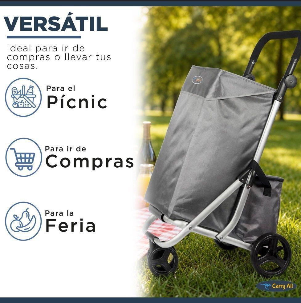 Carrito Compras Plegable Premium Supermercado Feria Cooler Color Gris-6