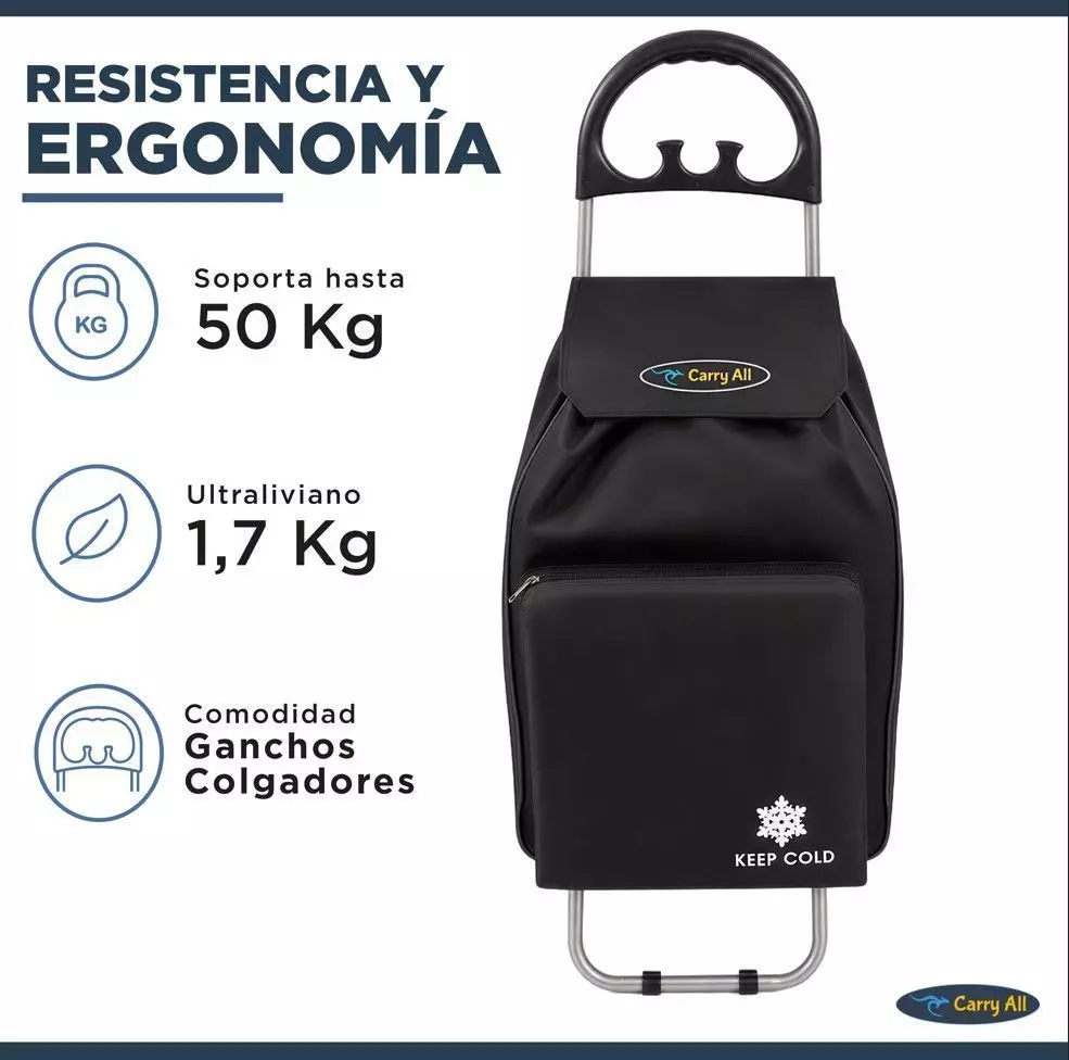 Carrito De Compras Plegable Carry All Glasgow 47 Litros Negro-4