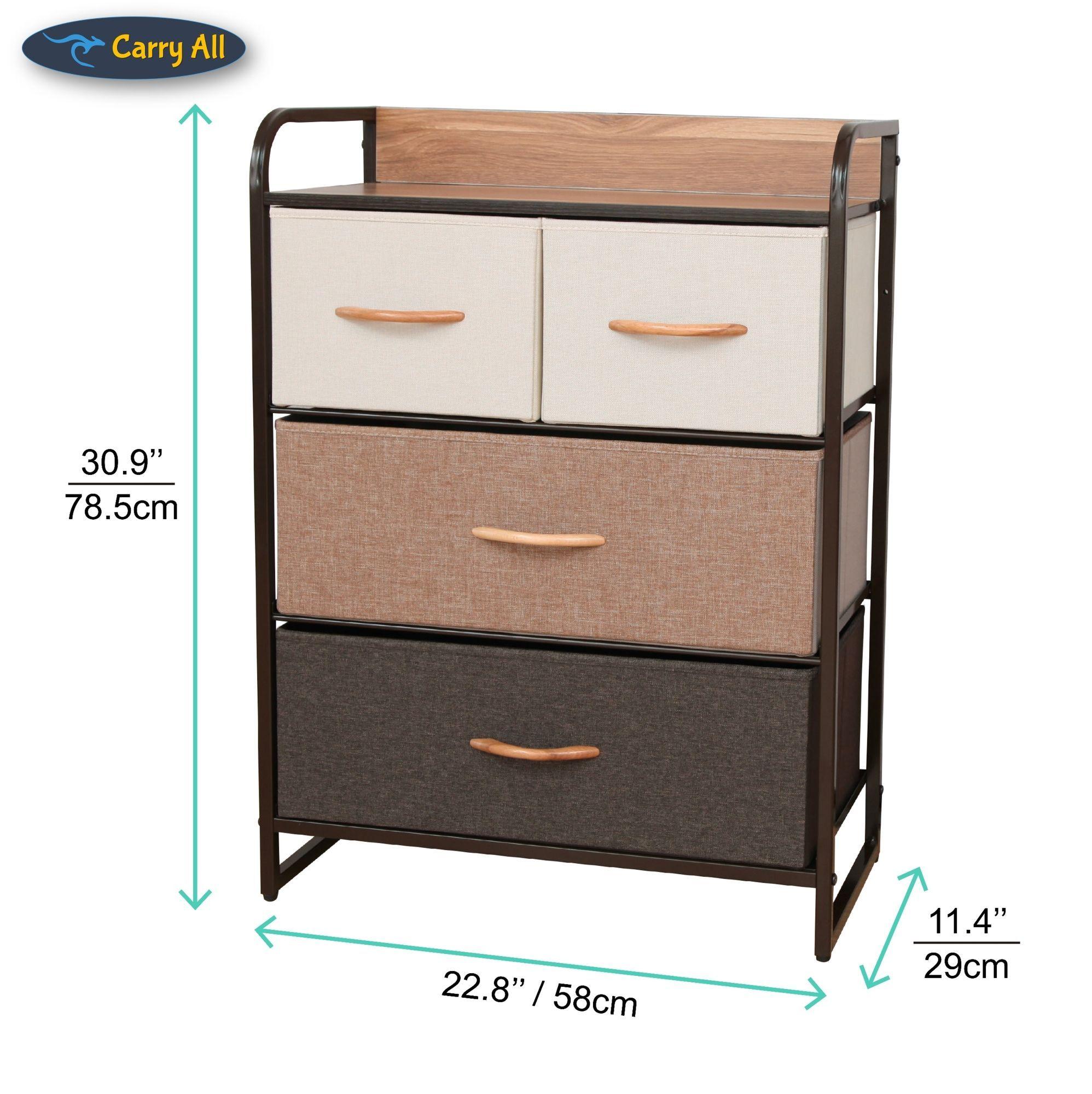 Cajonera Organizador Comoda 4 Cajones Metal Madera Tela-2