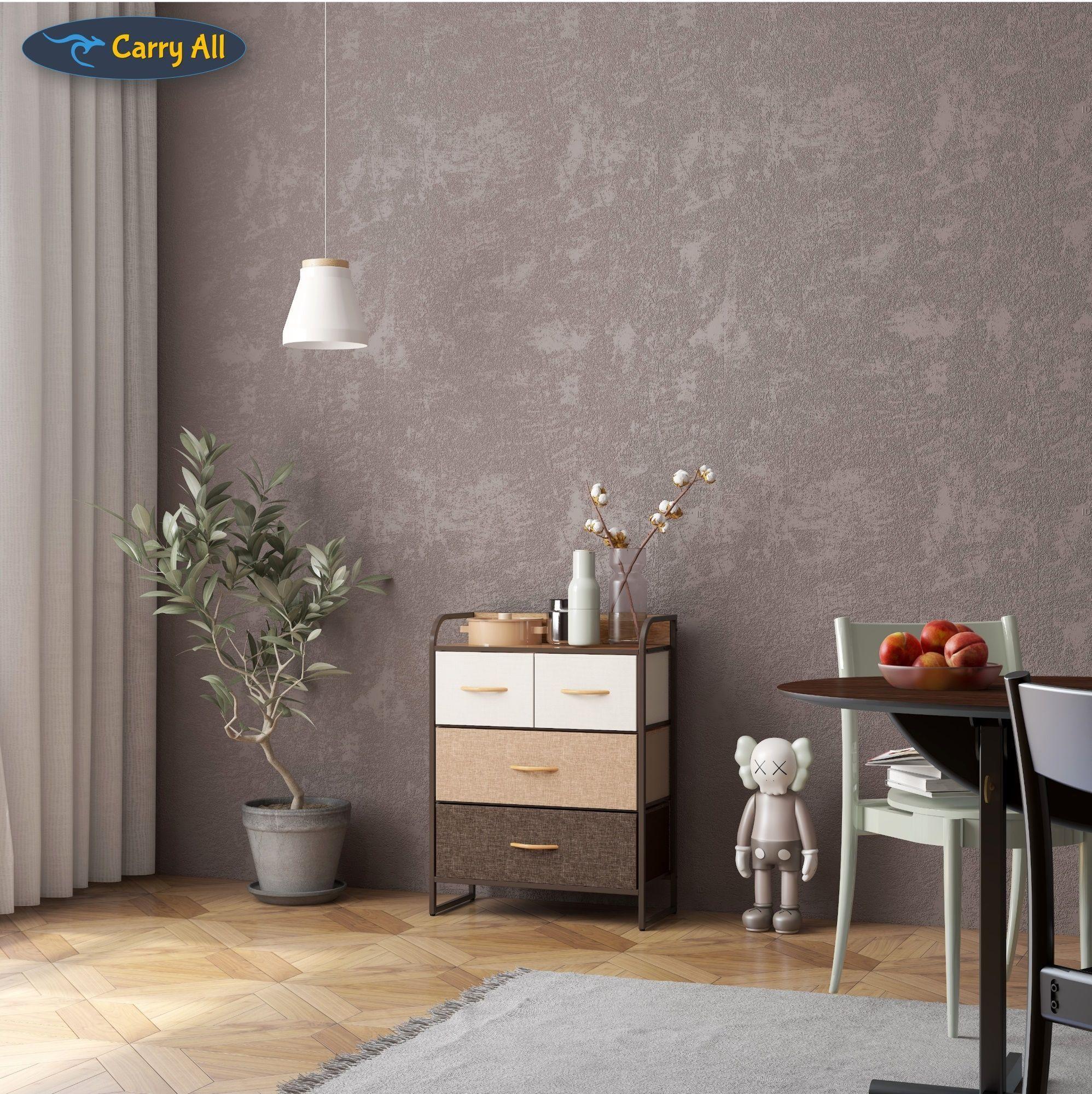 Cajonera Organizador Comoda 4 Cajones Metal Madera Tela-3