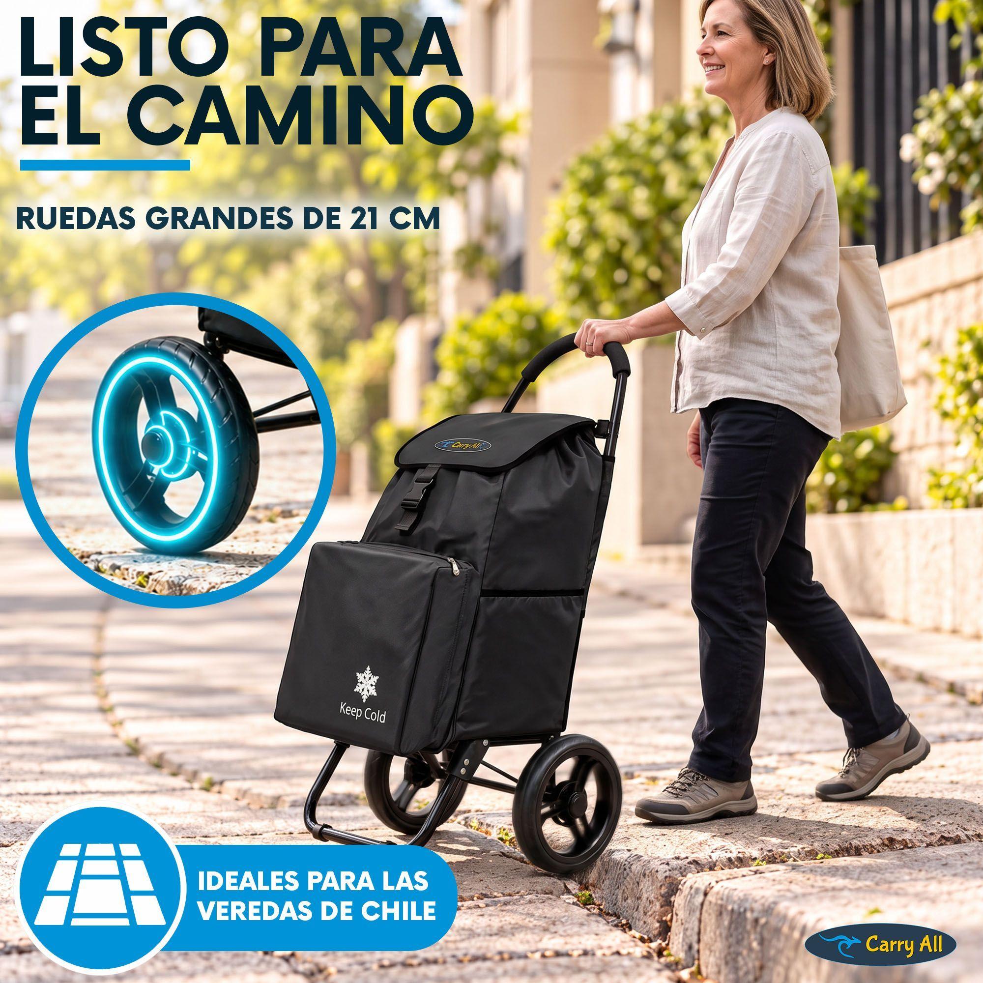 Carrito De Compras Plegable CarryAll Sidney 55Litros Bolsillo Cooler Feria Negro-6
