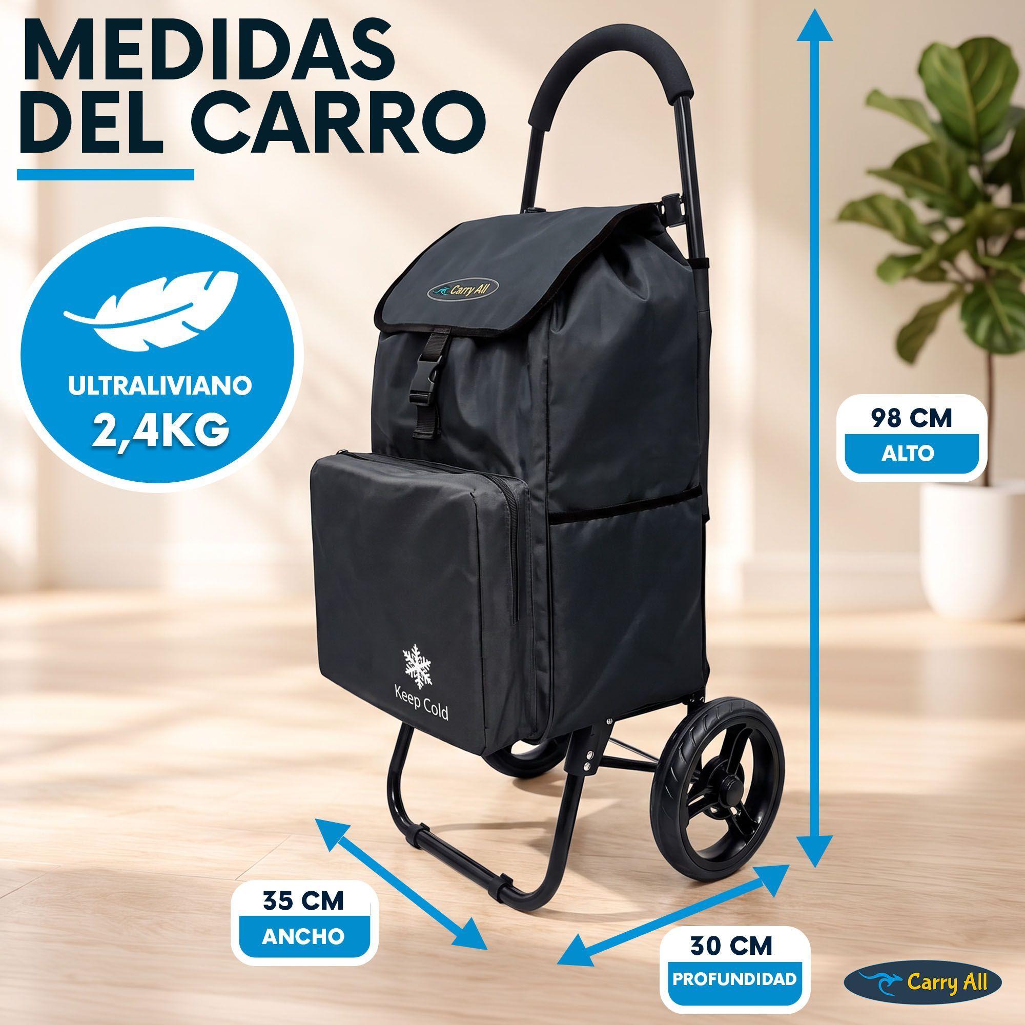 Carrito De Compras Plegable CarryAll Sidney 55Litros Bolsillo Cooler Feria Negro-8