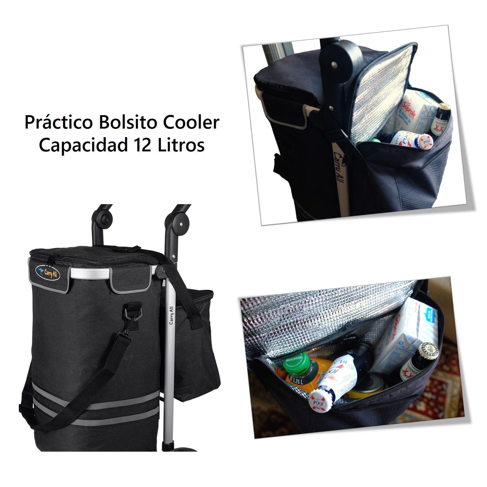 Carrito de Compras Plegable Supermercado o Feria + Bolso Cooler Black-6