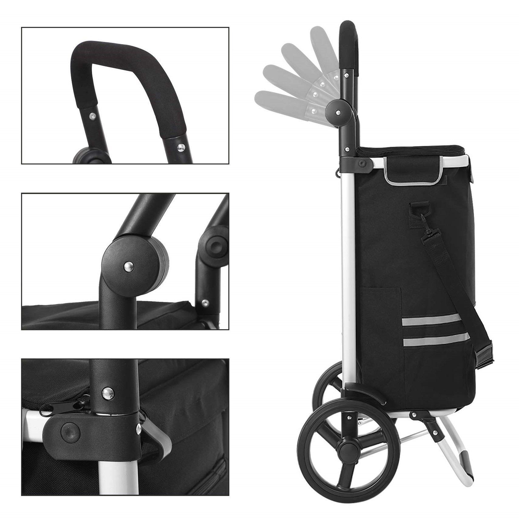 Carrito de Compras Plegable Supermercado o Feria + Bolso Cooler Black-3