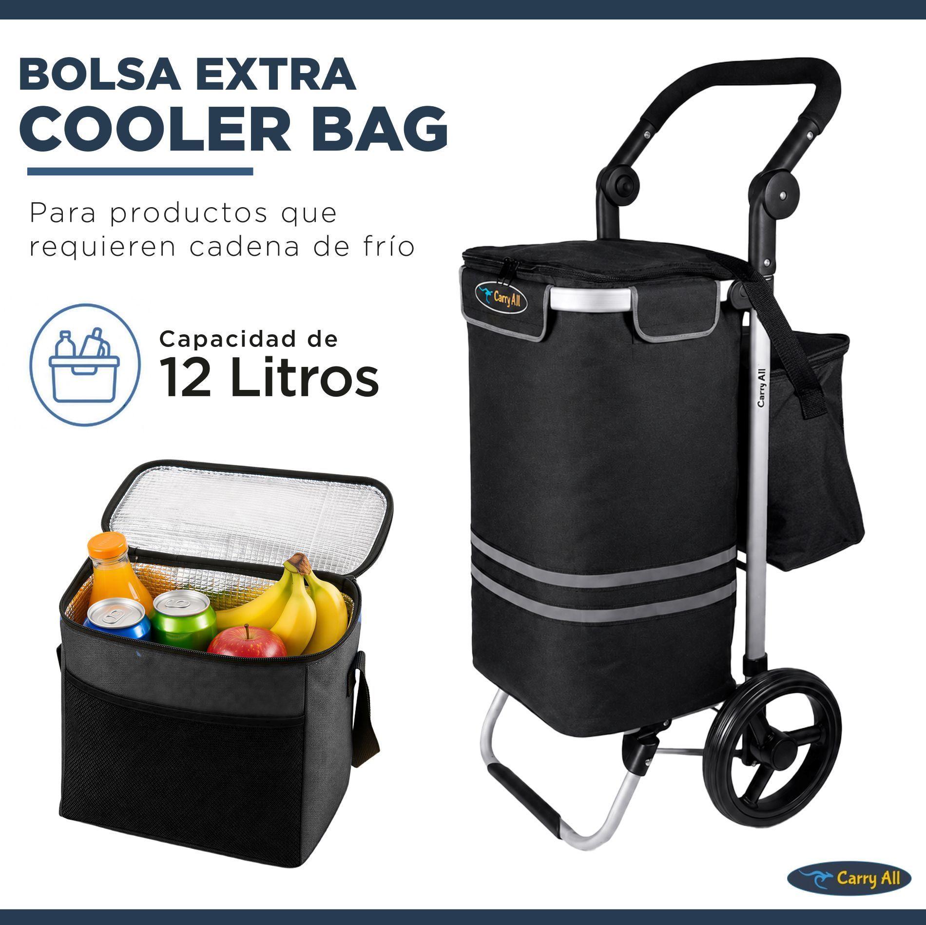 Carrito de Compras Plegable Supermercado o Feria + Bolso Cooler Black-2