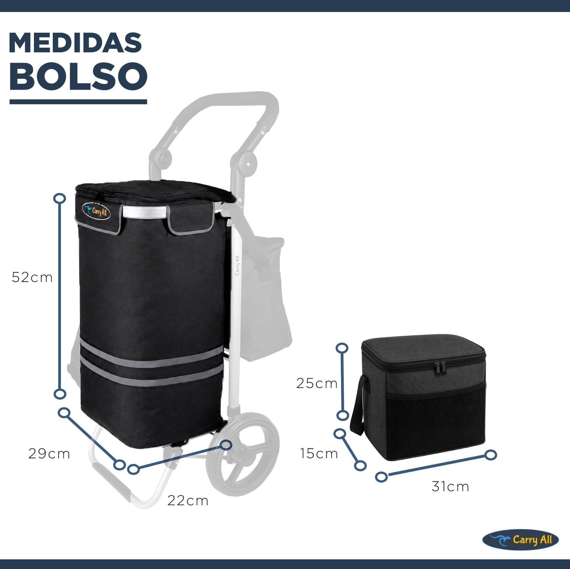 Carrito de Compras Plegable Supermercado o Feria + Bolso Cooler Black-3