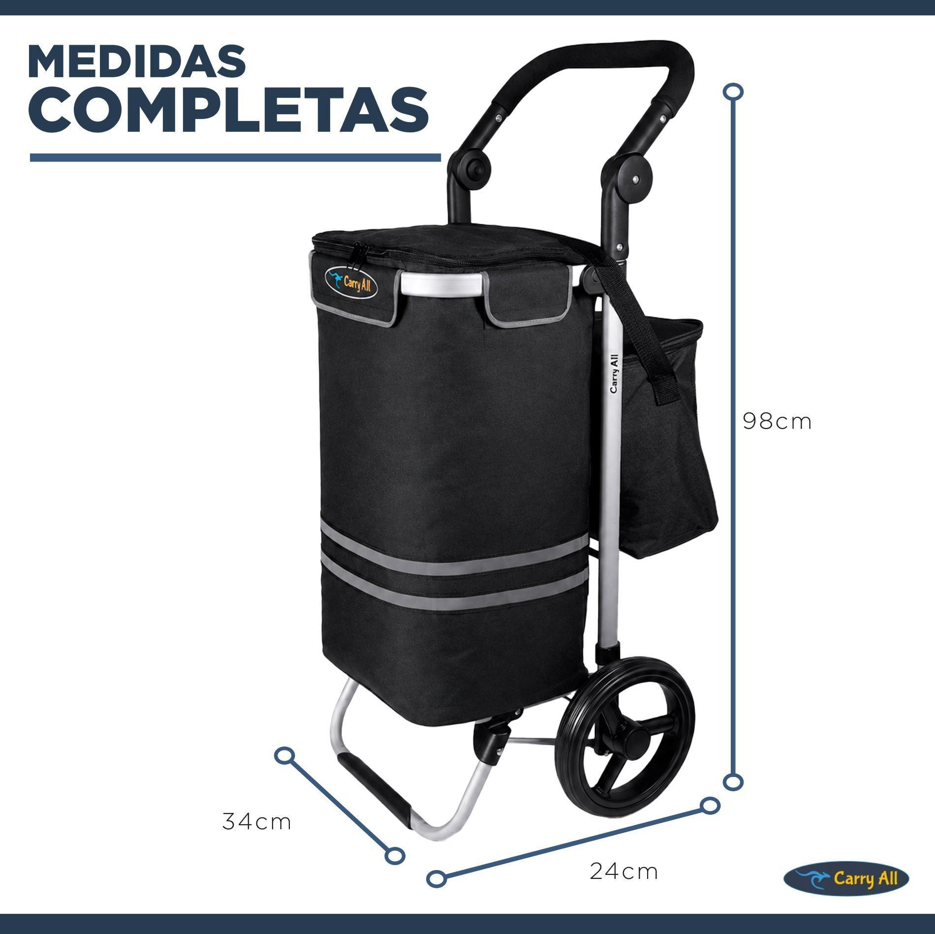 Carrito de Compras Plegable Supermercado o Feria + Bolso Cooler Black-4