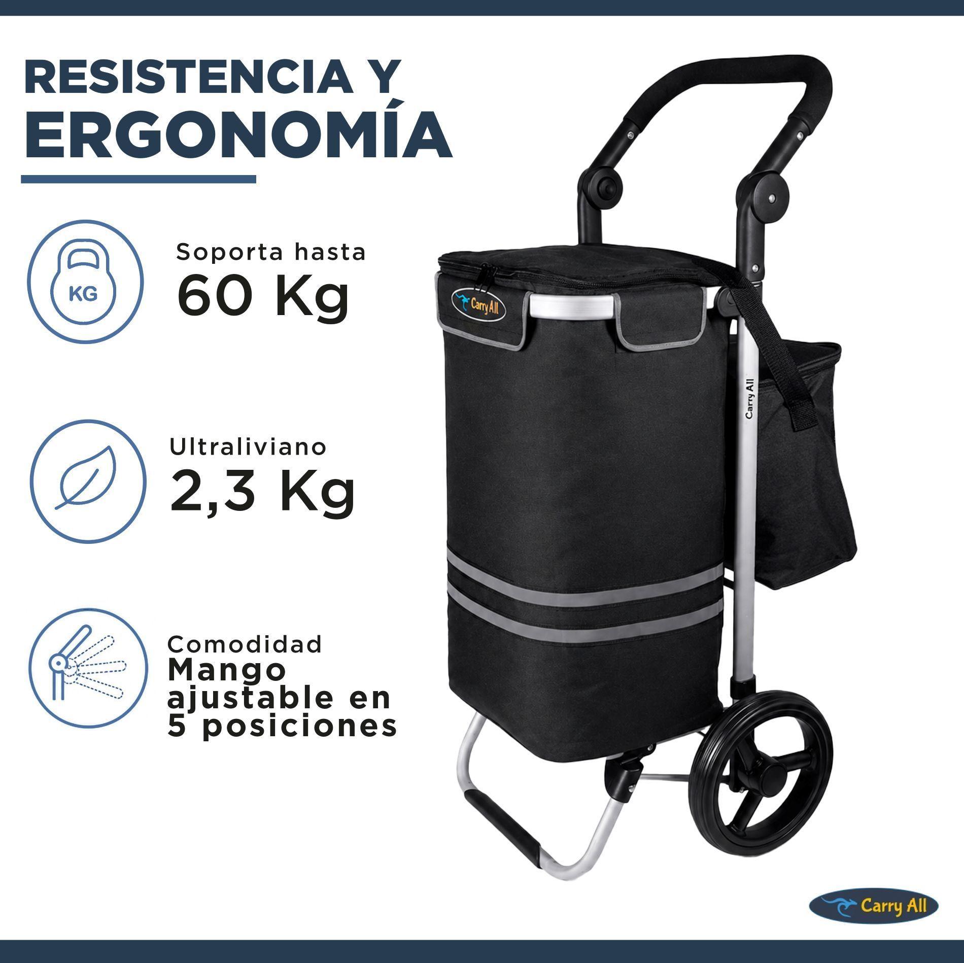 Carrito de Compras Plegable Supermercado o Feria + Bolso Cooler Black-5