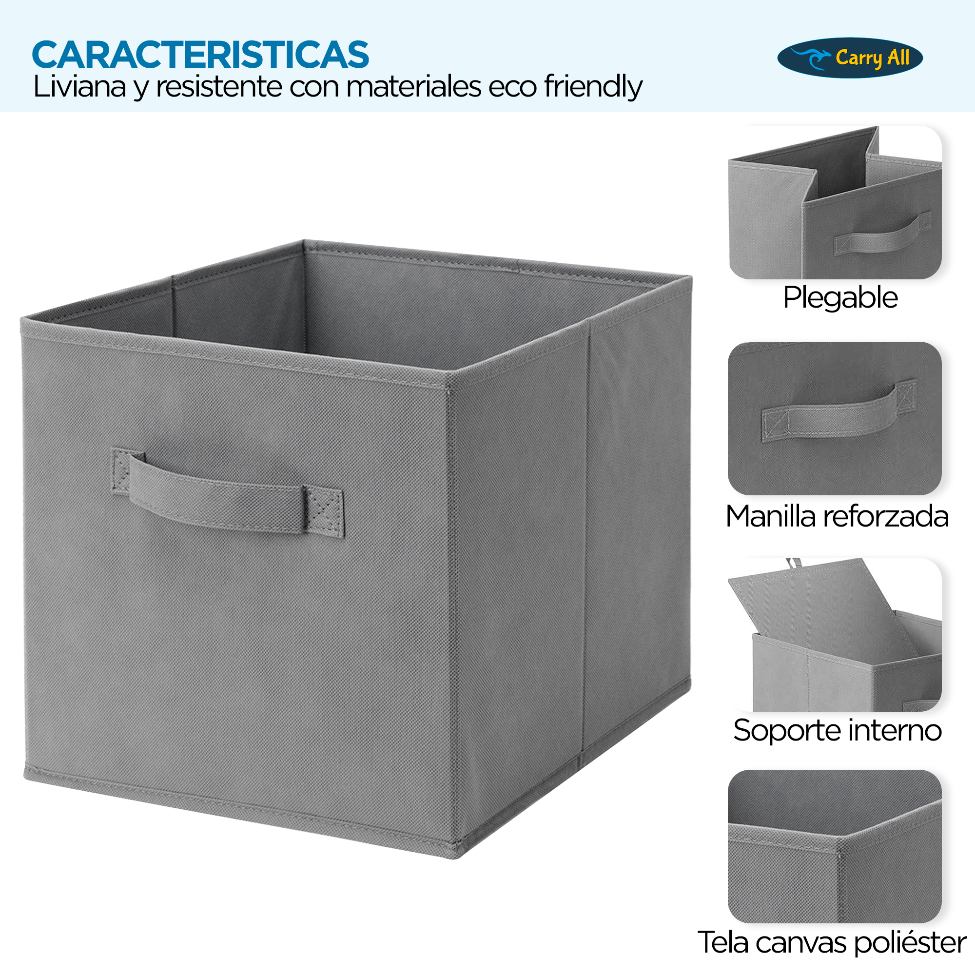 Pack 6 Cajas Cubo Organizadores Plegables Carry All®-2