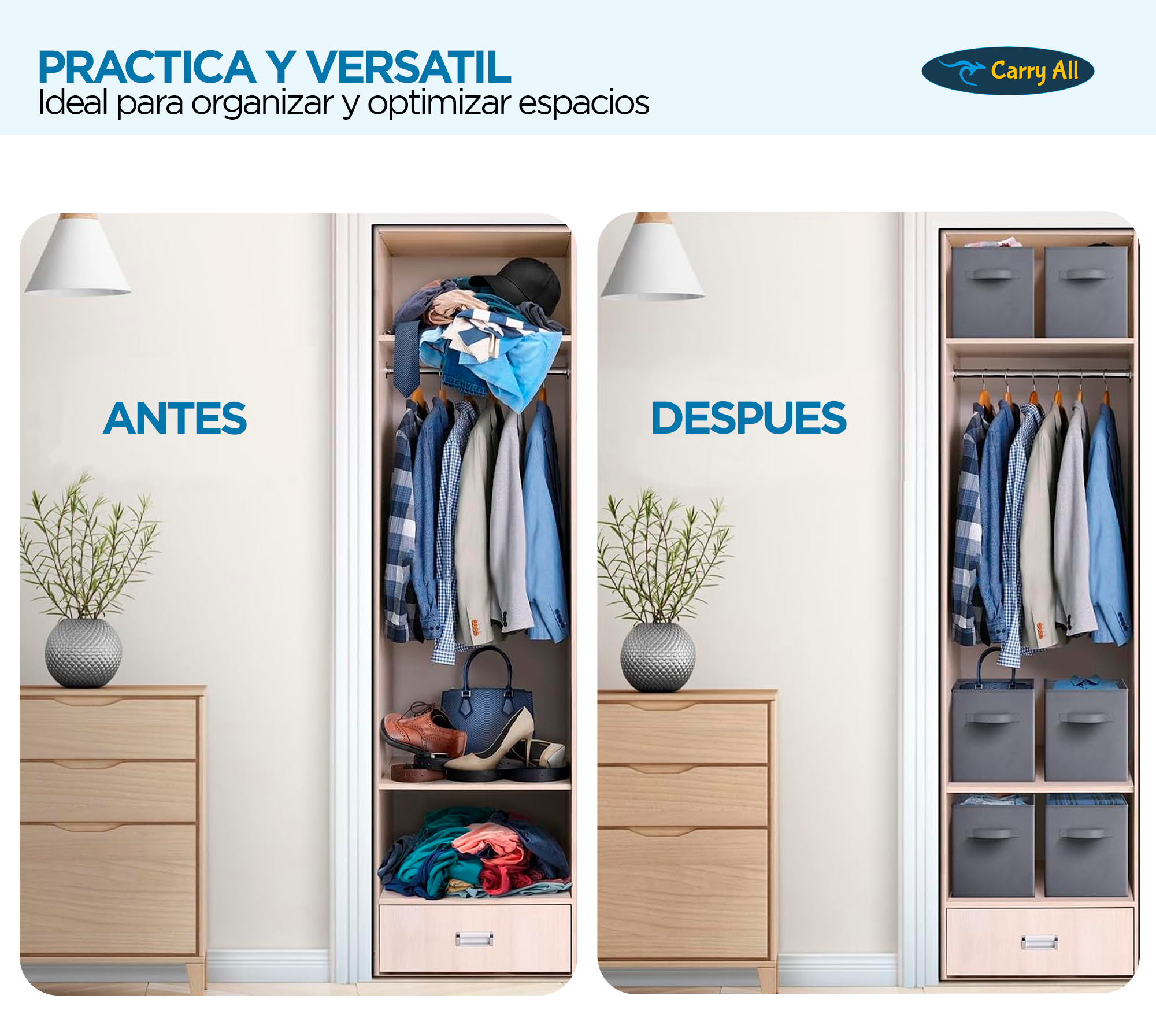 Pack 6 Cajas Cubo Organizadores Plegables Carry All®-4