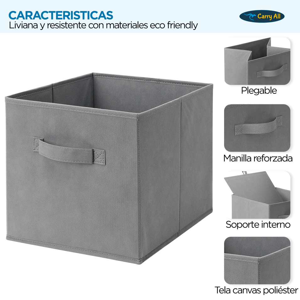 Pack 6 Cajas Cubo Organizadores Plegables Carry All®-3