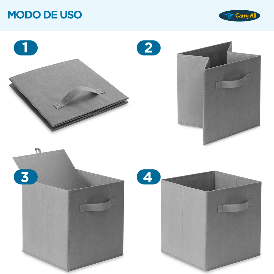 Pack 6 Cajas Cubo Organizadores Plegables Carry All®-4
