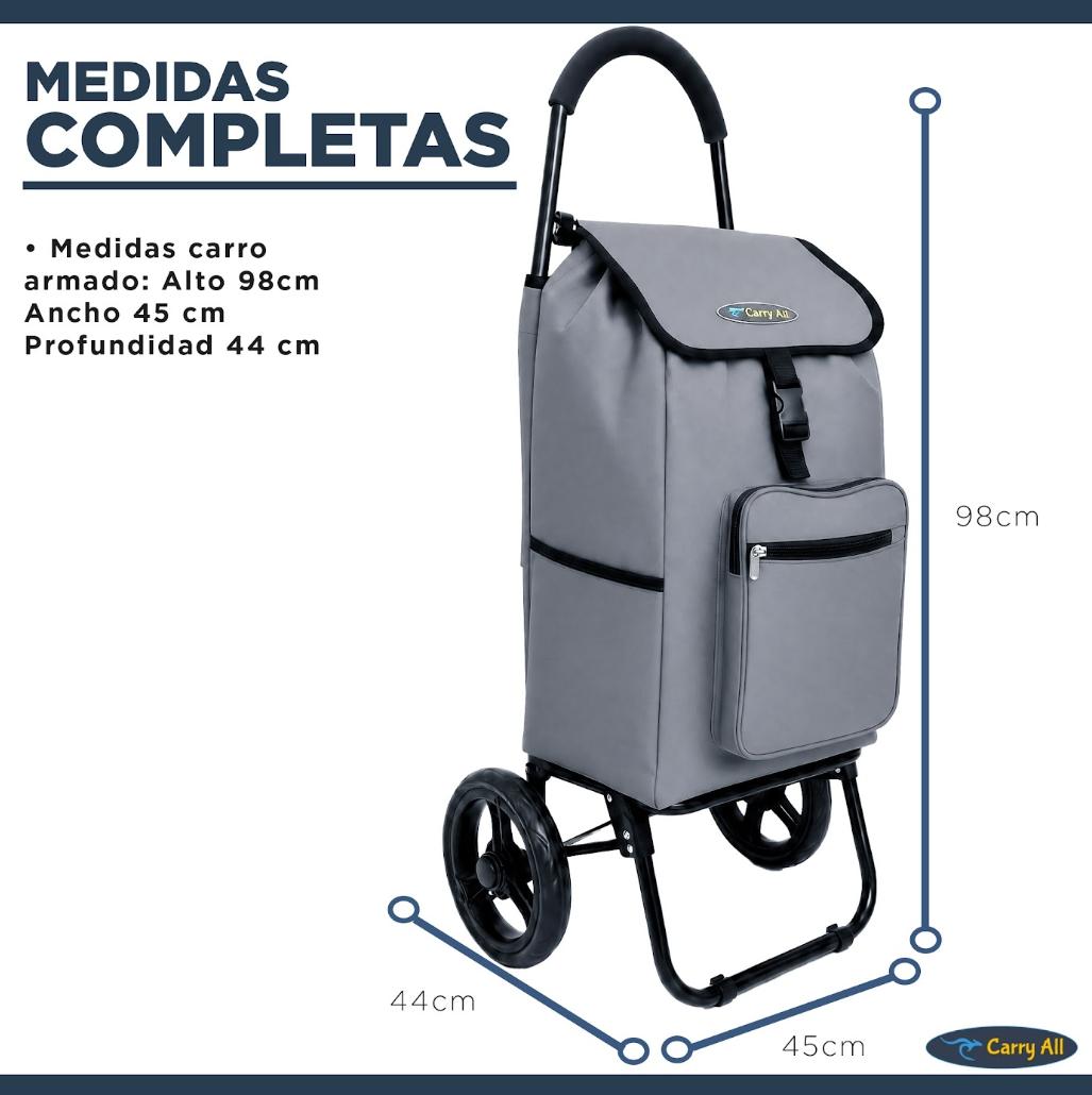 Carrito de Compras  Plegable Carry All® Sidney 55 Litros Tipo Yegua Gris-2