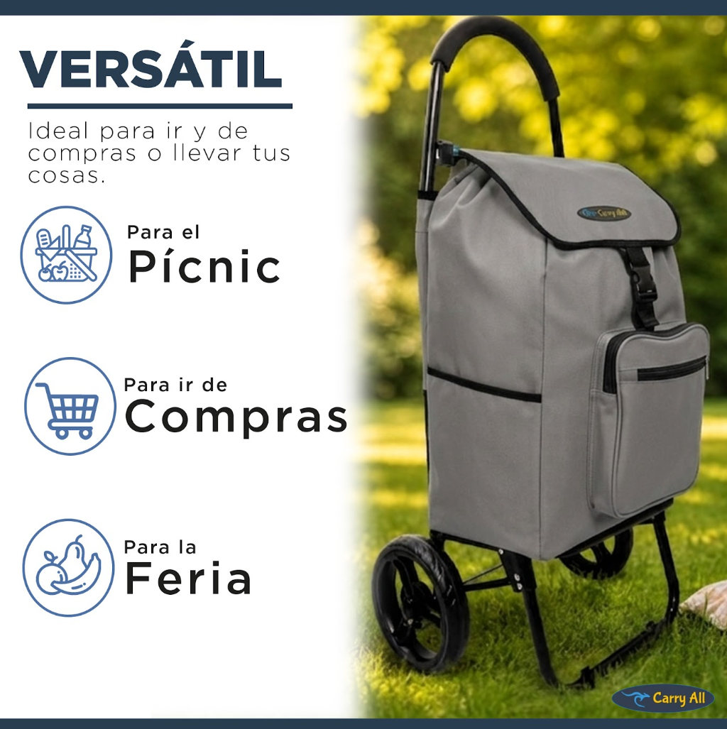 Carrito de Compras  Plegable Carry All® Sidney 55 Litros Tipo Yegua Gris-4