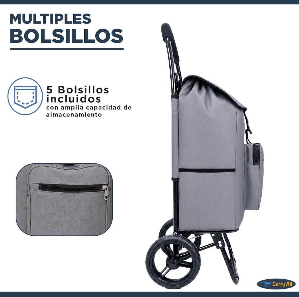 Carrito de Compras  Plegable Carry All® Sidney 55 Litros Tipo Yegua Gris-5
