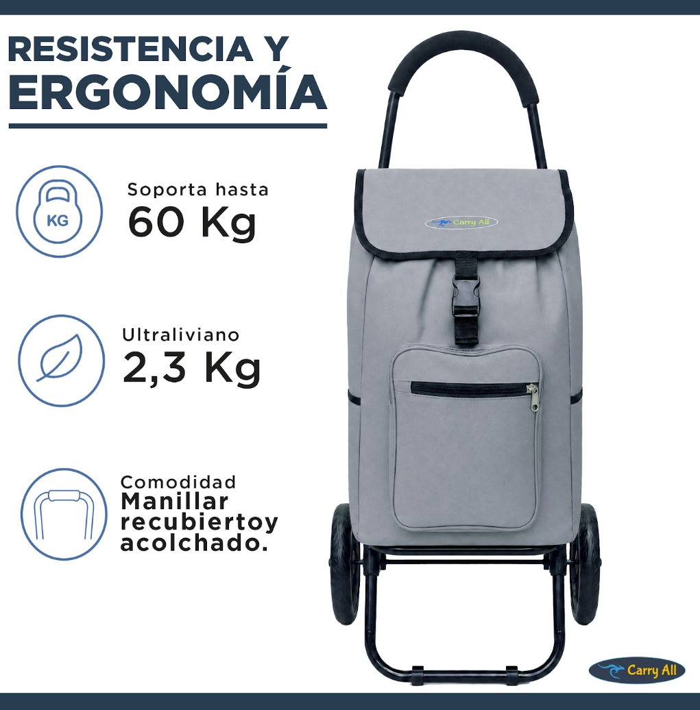 Carrito de Compras  Plegable Carry All® Sidney 55 Litros Tipo Yegua Gris-6