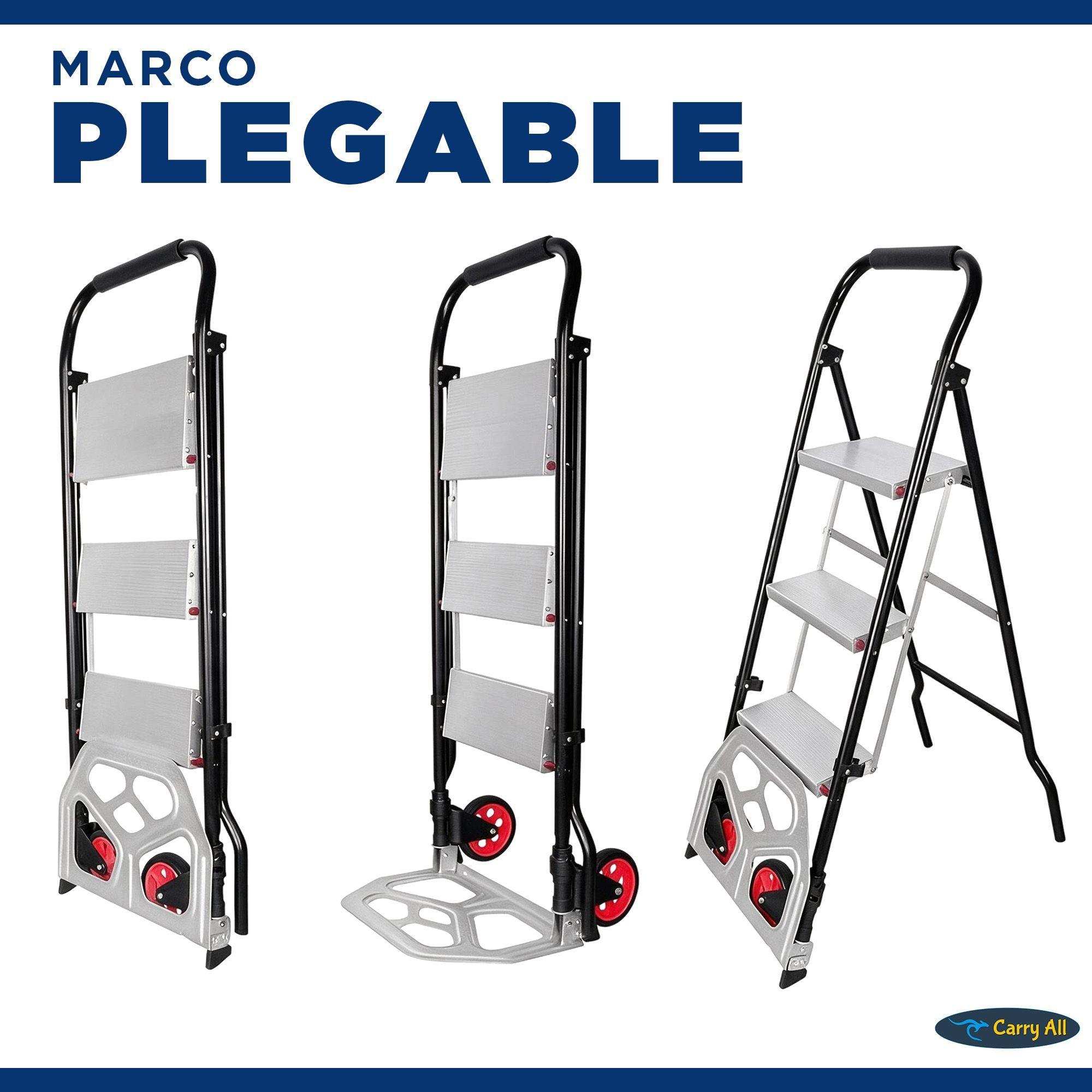 2x1 Escalera 3 Peldaños y Carro de Carga Tipo Yegua Plegable-3