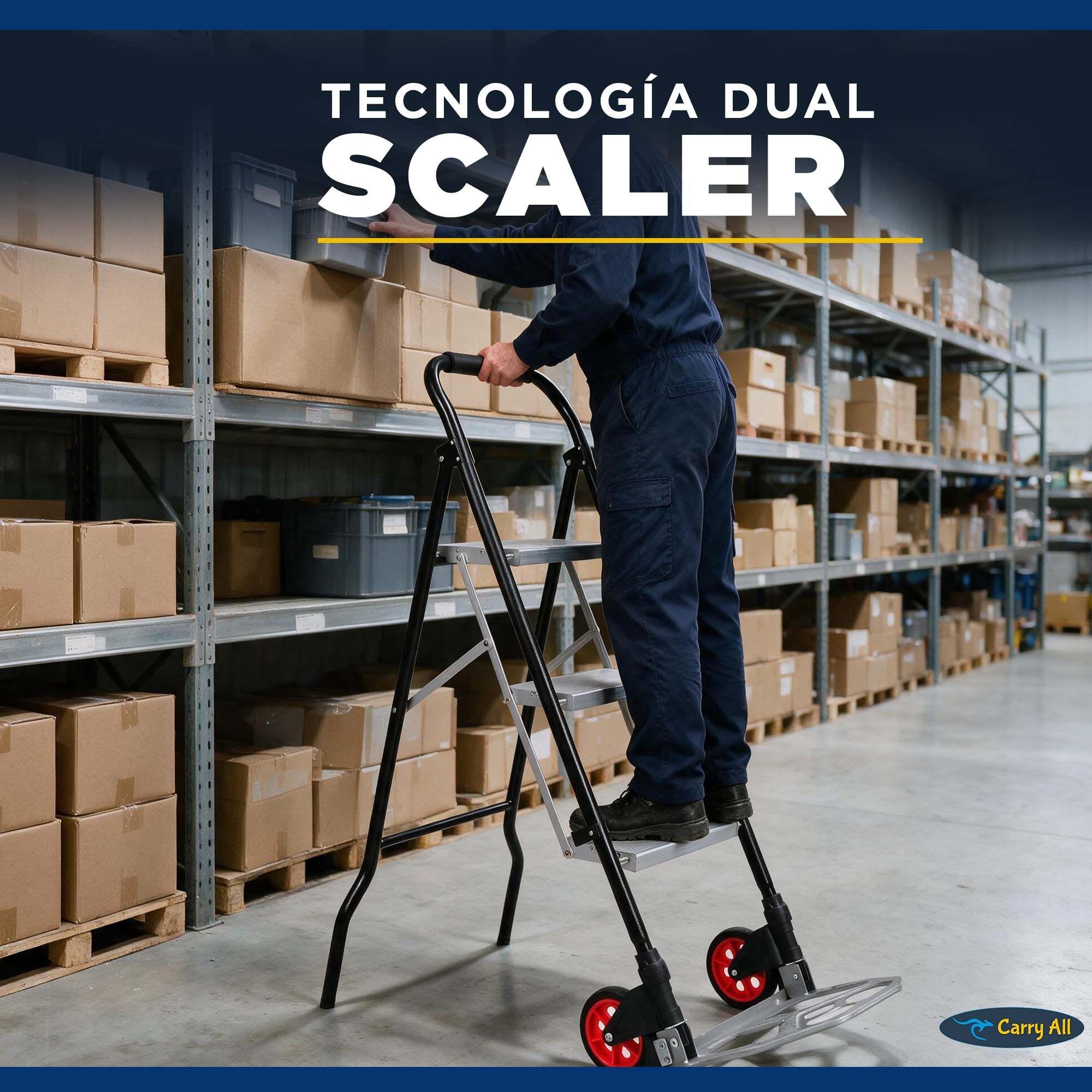 2x1 Escalera 3 Peldaños y Carro de Carga Tipo Yegua Plegable-7