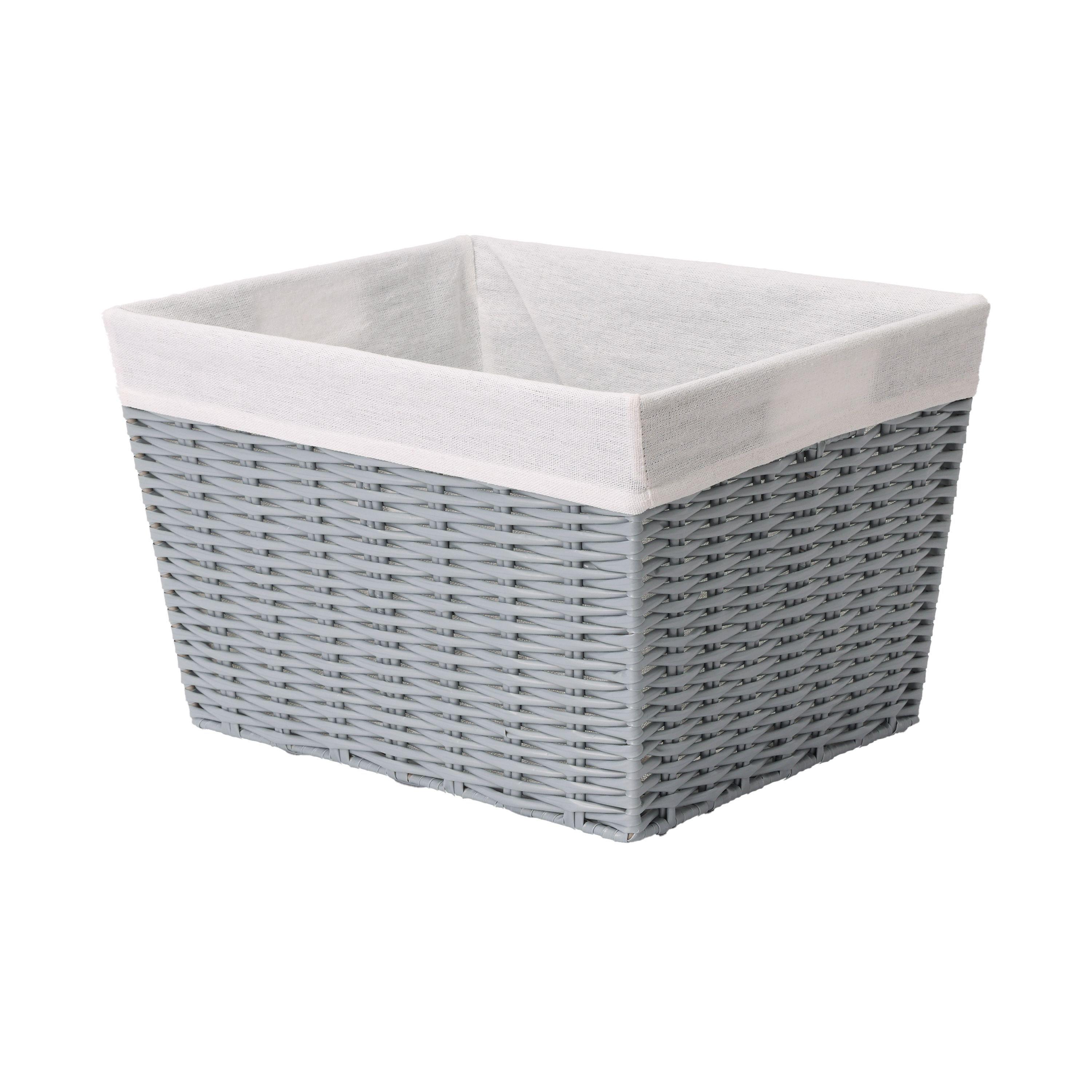 Canasto Cesta Organizadora Carry All  Estilo Ratán Gris M-0