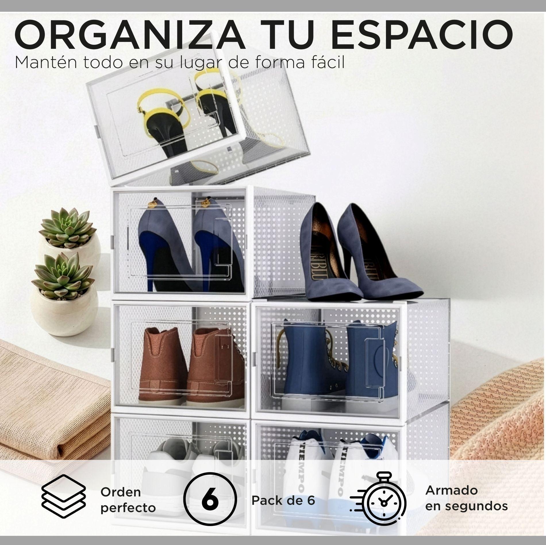 Pack 6 Cajas Organizadoras Zapatos Ropa Varios Apilables Zapatera Talla M-1