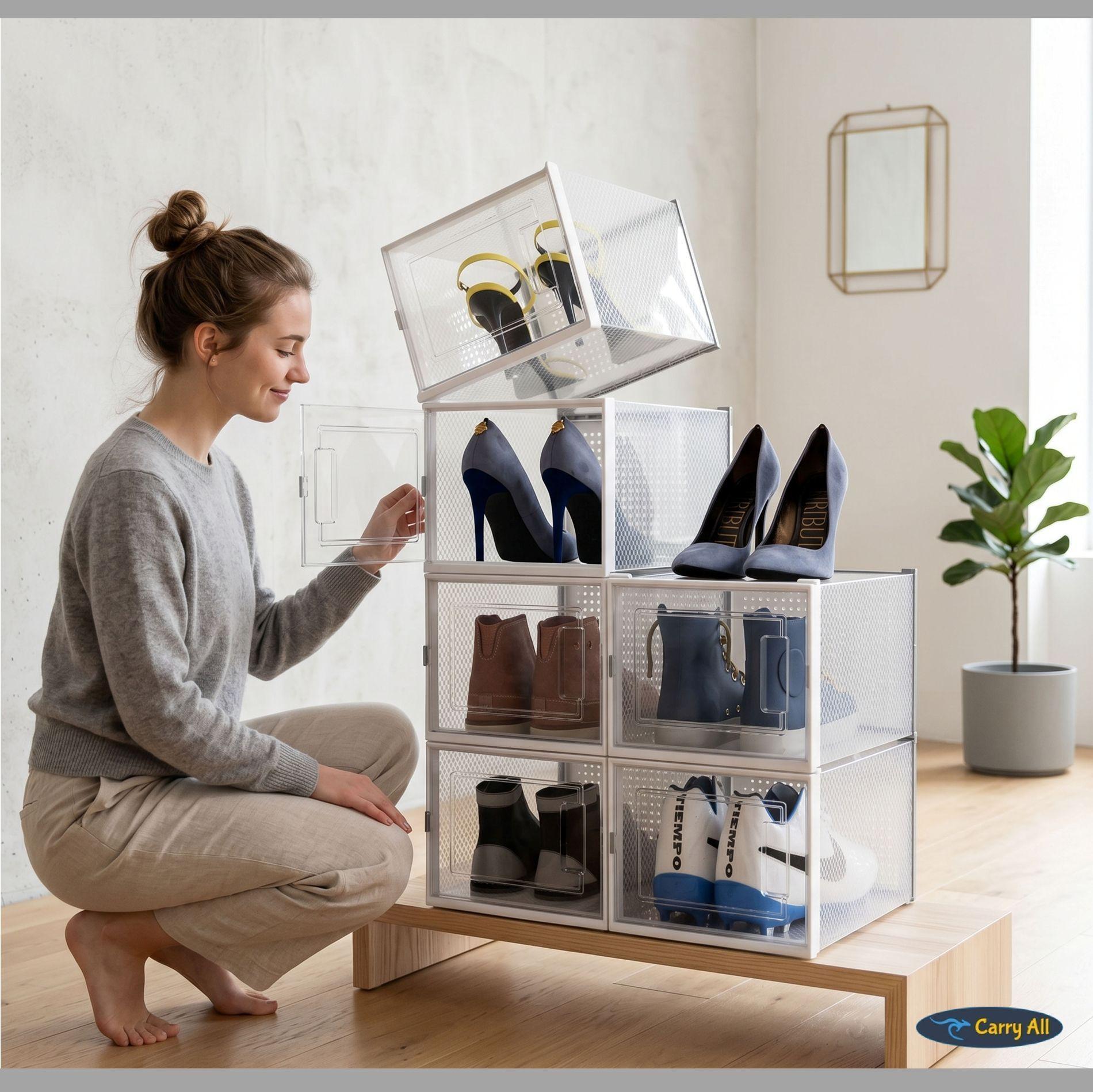 Pack 6 Cajas Organizadoras Zapatos Ropa Varios Apilables Zapatera Talla M-7