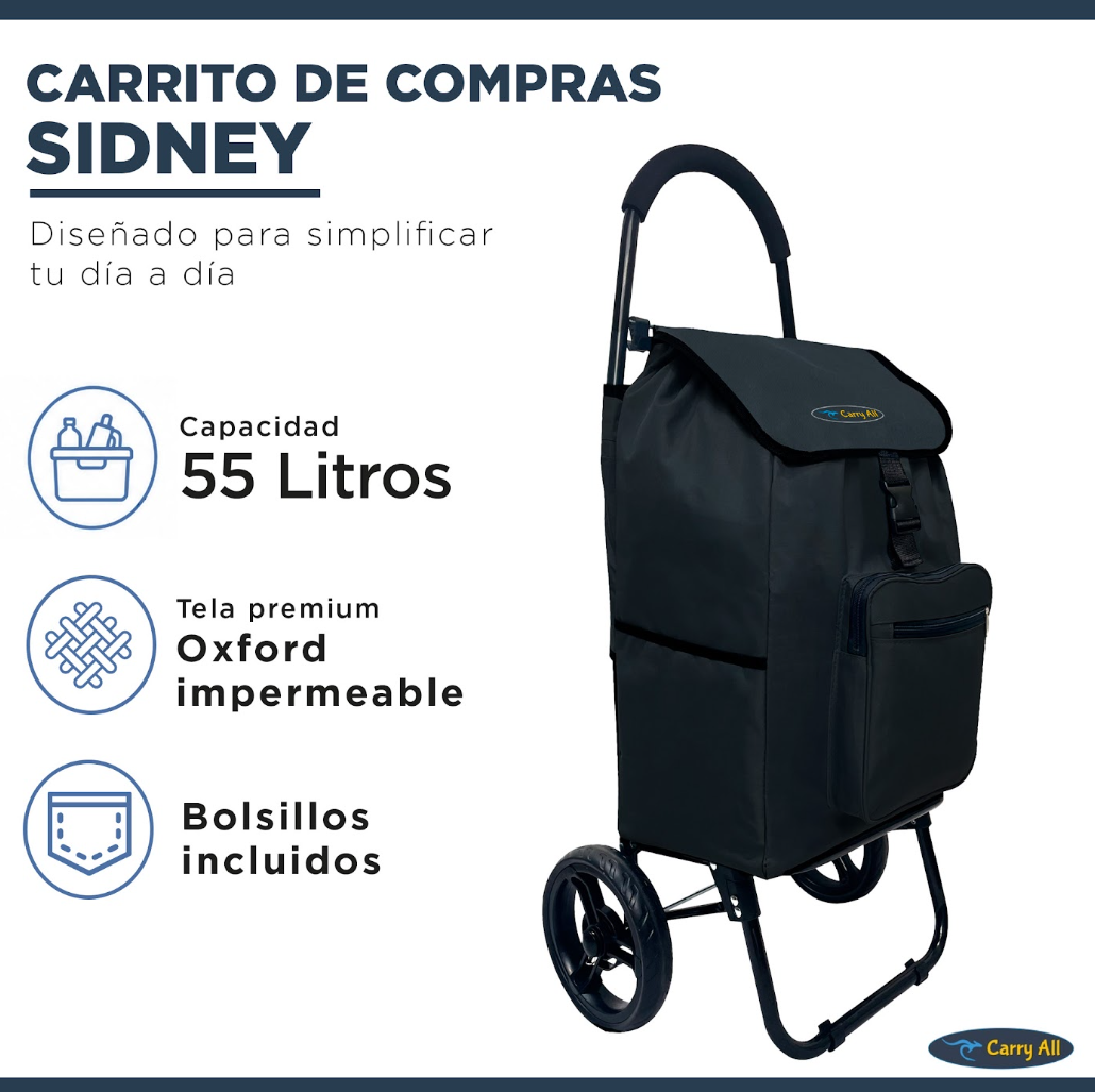 Carrito de Compras  Plegable Carry All® Sidney 55 Litros  Tipo Yegua Negro-1