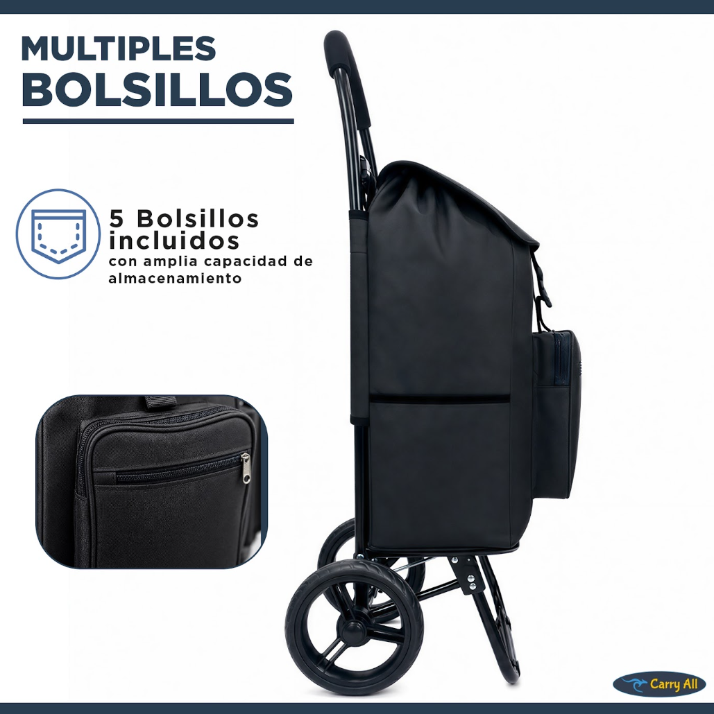 Carrito de Compras  Plegable Carry All® Sidney 55 Litros  Tipo Yegua Negro-5