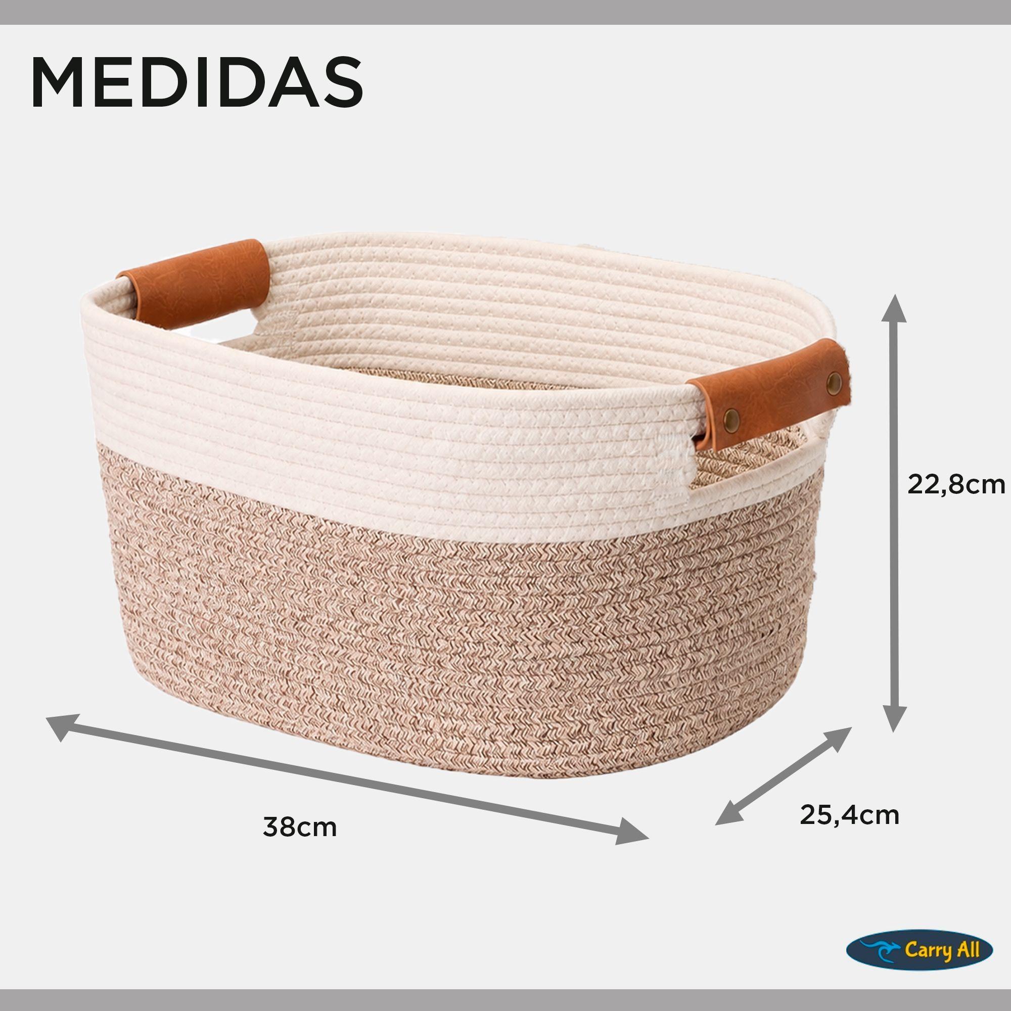 Pack 2 Canastas Cestas Organizadoras De Algodon Carry All Tonos Tierra M-3