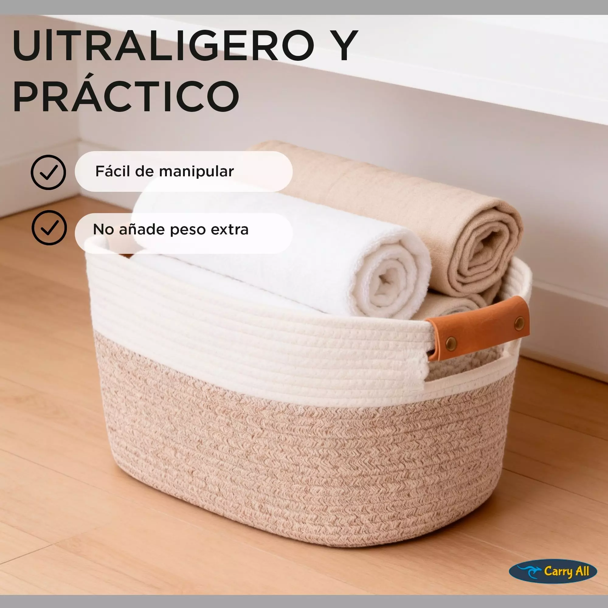 Pack 2 Canastas Cestas Organizadoras De Algodon Carry All Tonos Tierra M-6