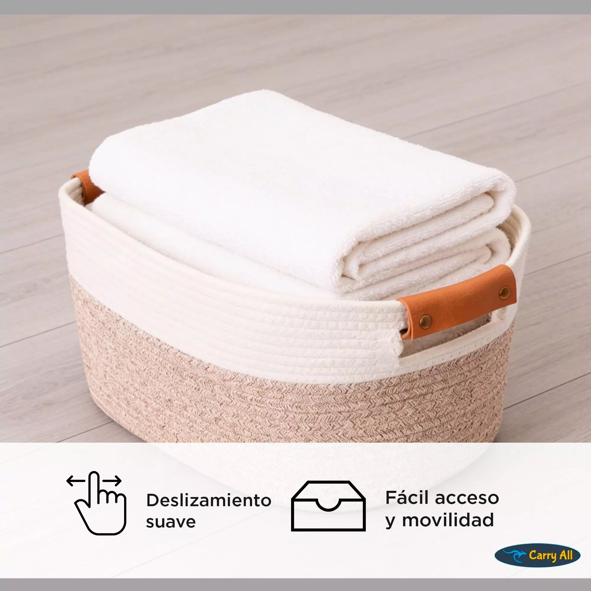Pack 2 Canastas Cestas Organizadoras De Algodon Carry All Tonos Tierra M-7