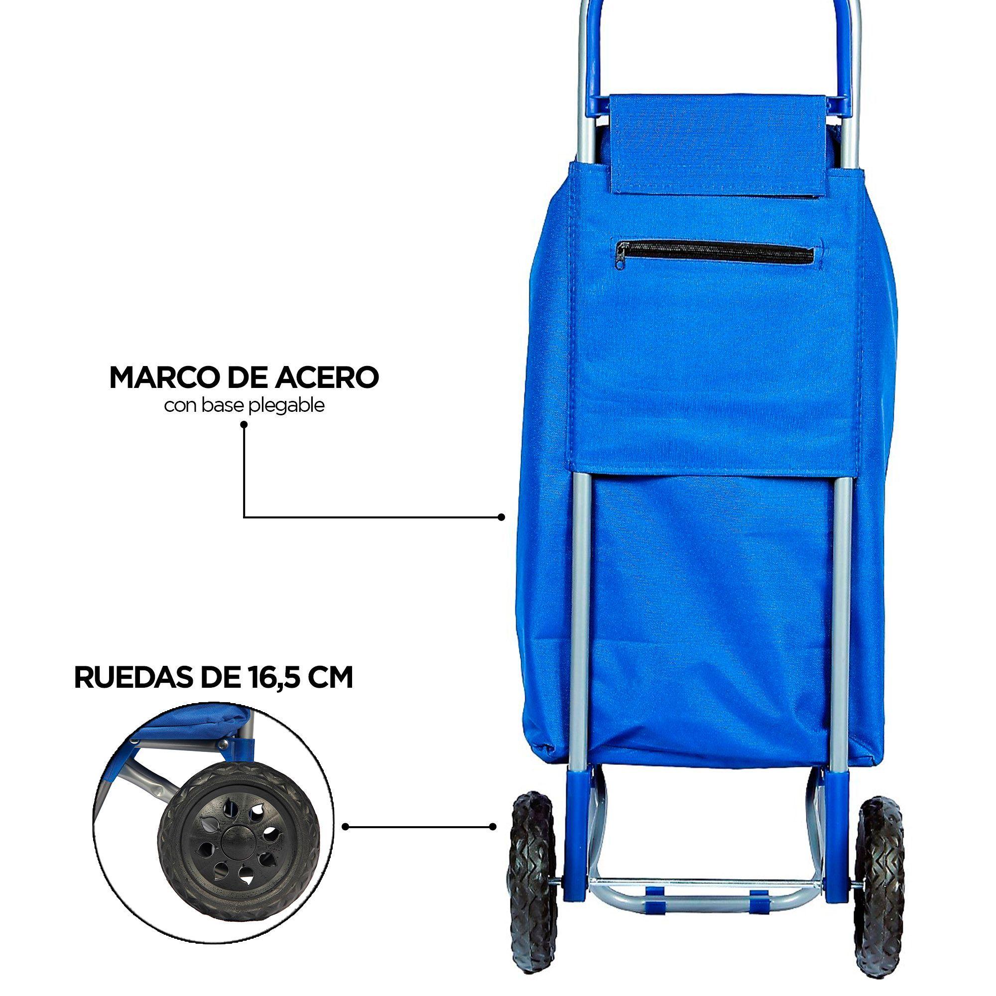 Carrito De Compras Plegable Adelaida Feria, Supermercado Azul-3